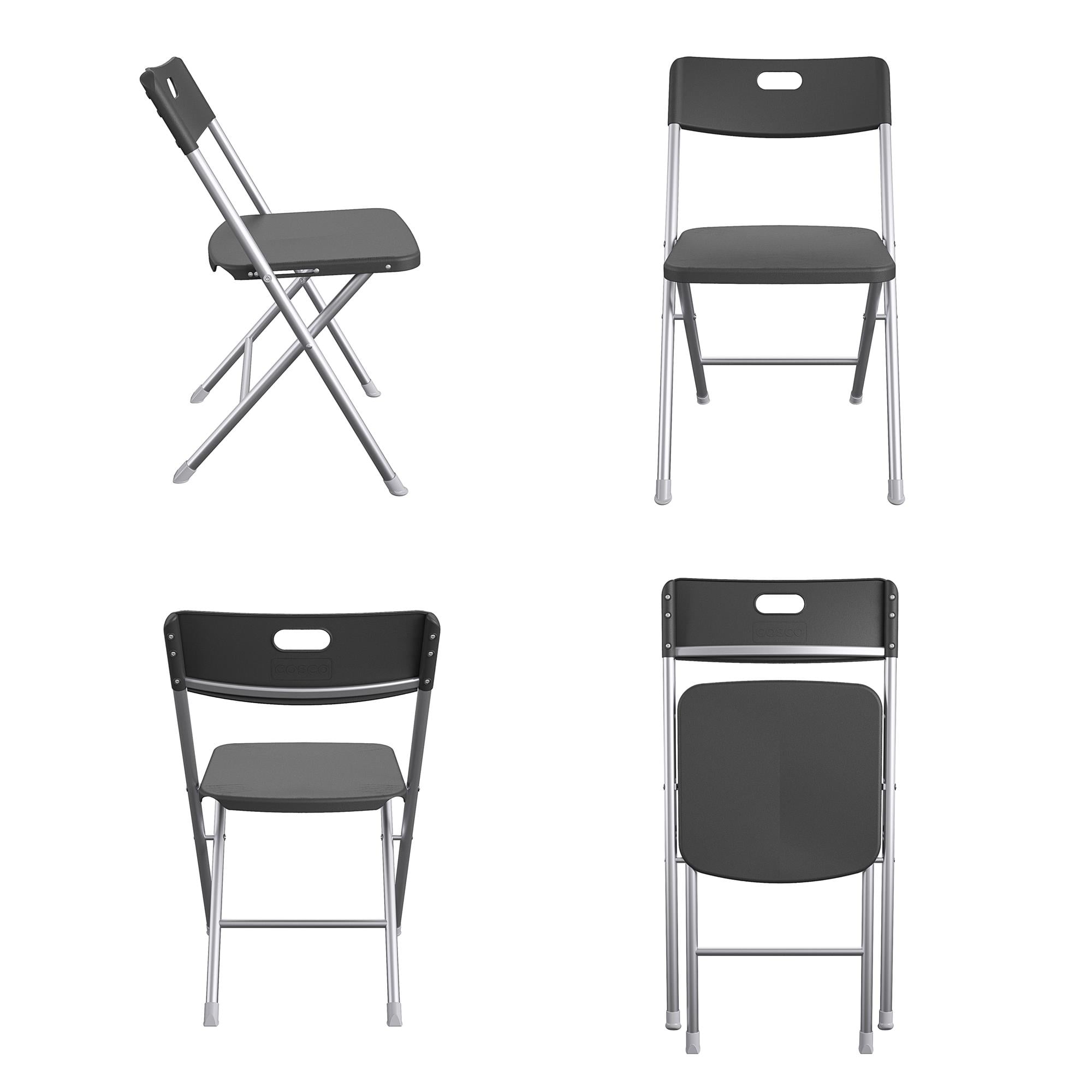 Mainstays Resin Seat & Back Folding Chair, Durable Indoor Outdoor Seating (Black, 4-Pack) u9vfd