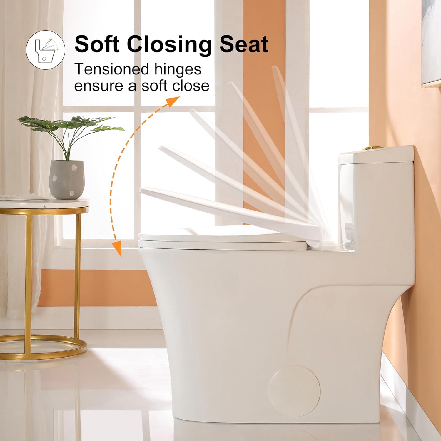 HOROW Compact One Piece Toilet, Elongated ADA Height Bowl with Soft-Close Seat (White, 17.3 in) rlz90