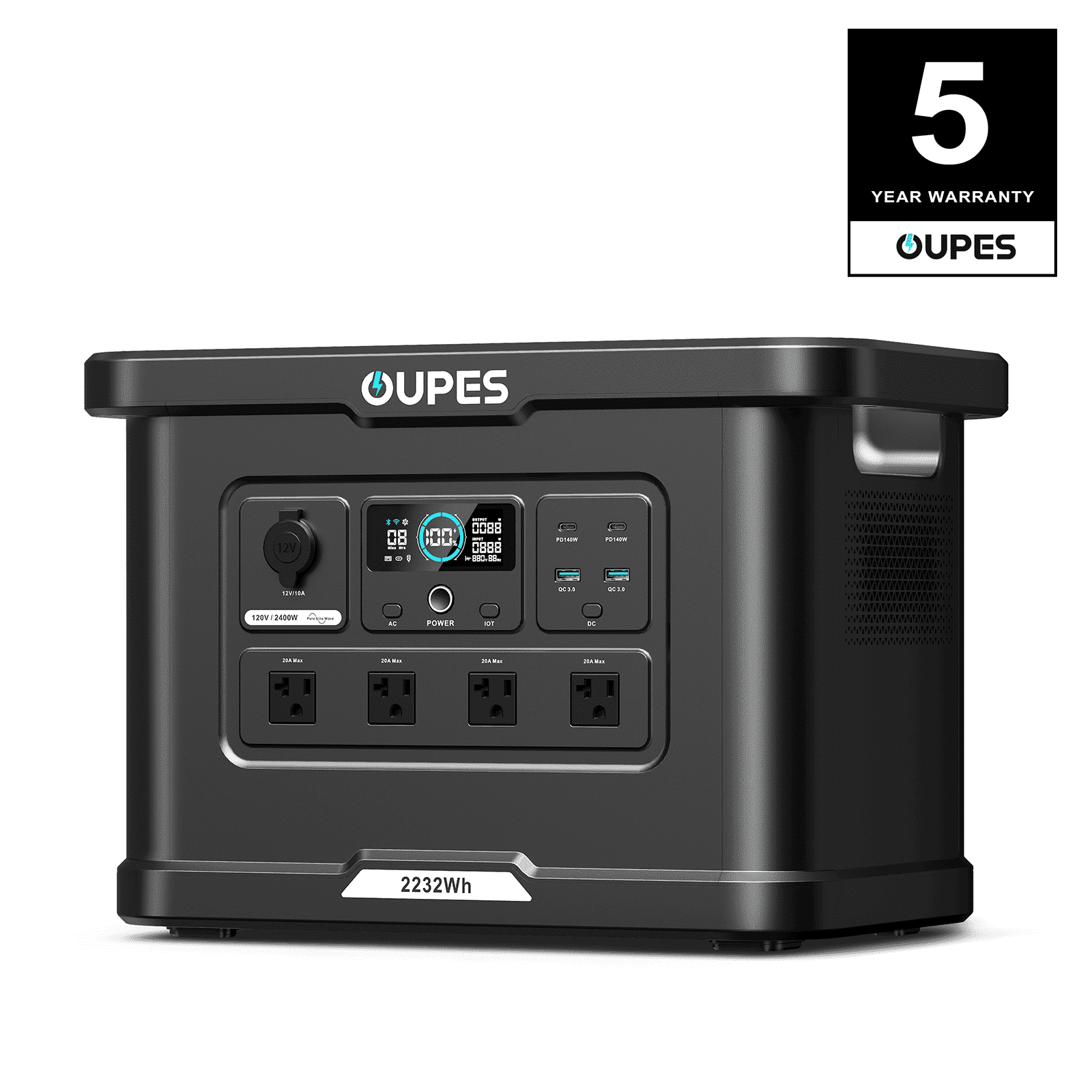 OUPES Exodus 2400 Lite Portable Power Station Solar Generator (2232Wh, 2400W Output) 6f4kk