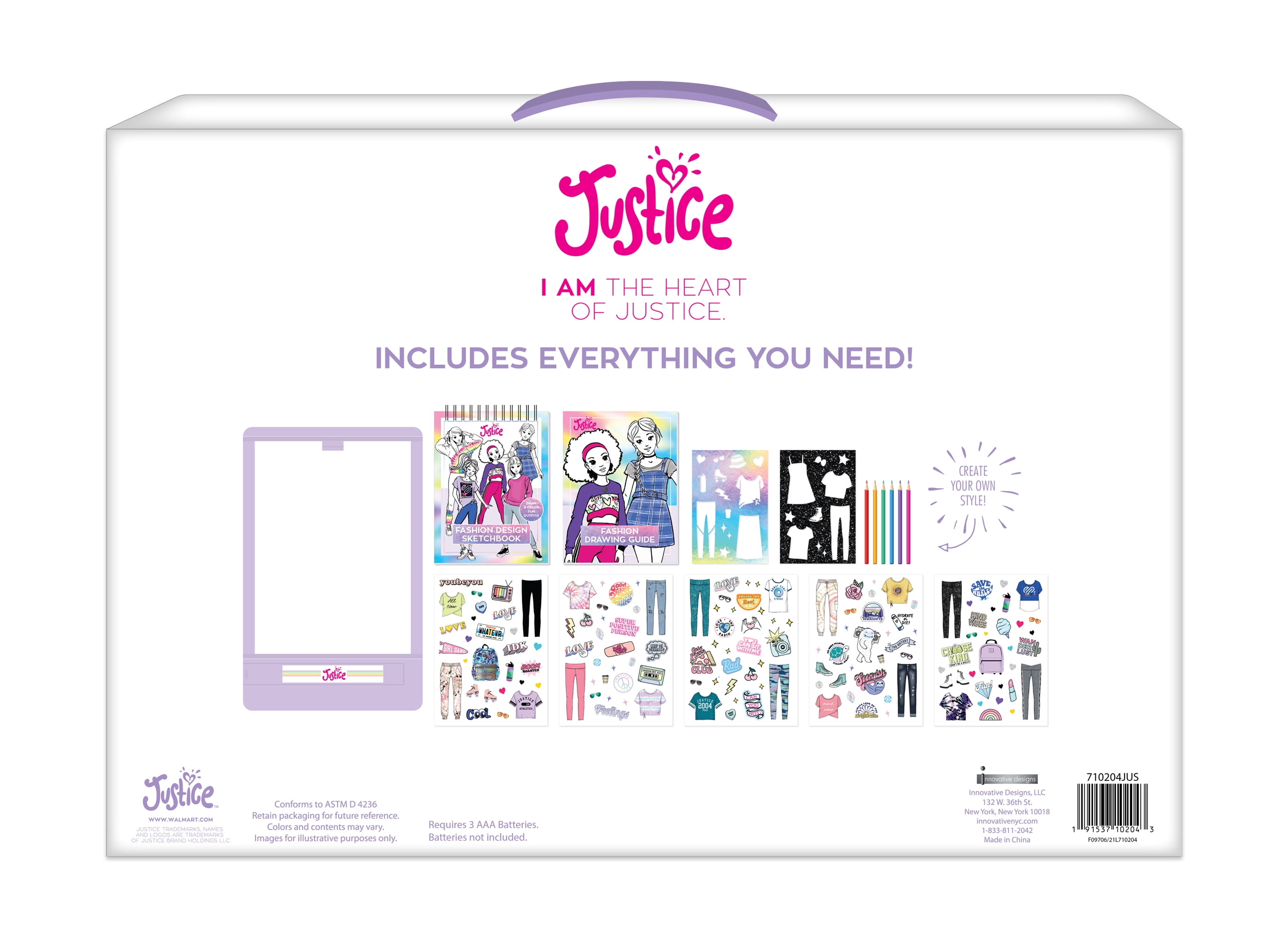 Justice Design and Sketch Light Table Fashion Drawing Activity Set (14 Piece Kit) rvumk