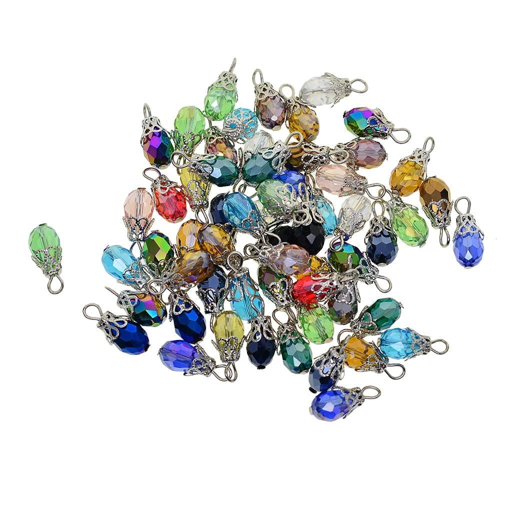 YIJU Crackle Glass Beads for Jewelry Making (Assorted Colors, 50 Pieces) 93omd