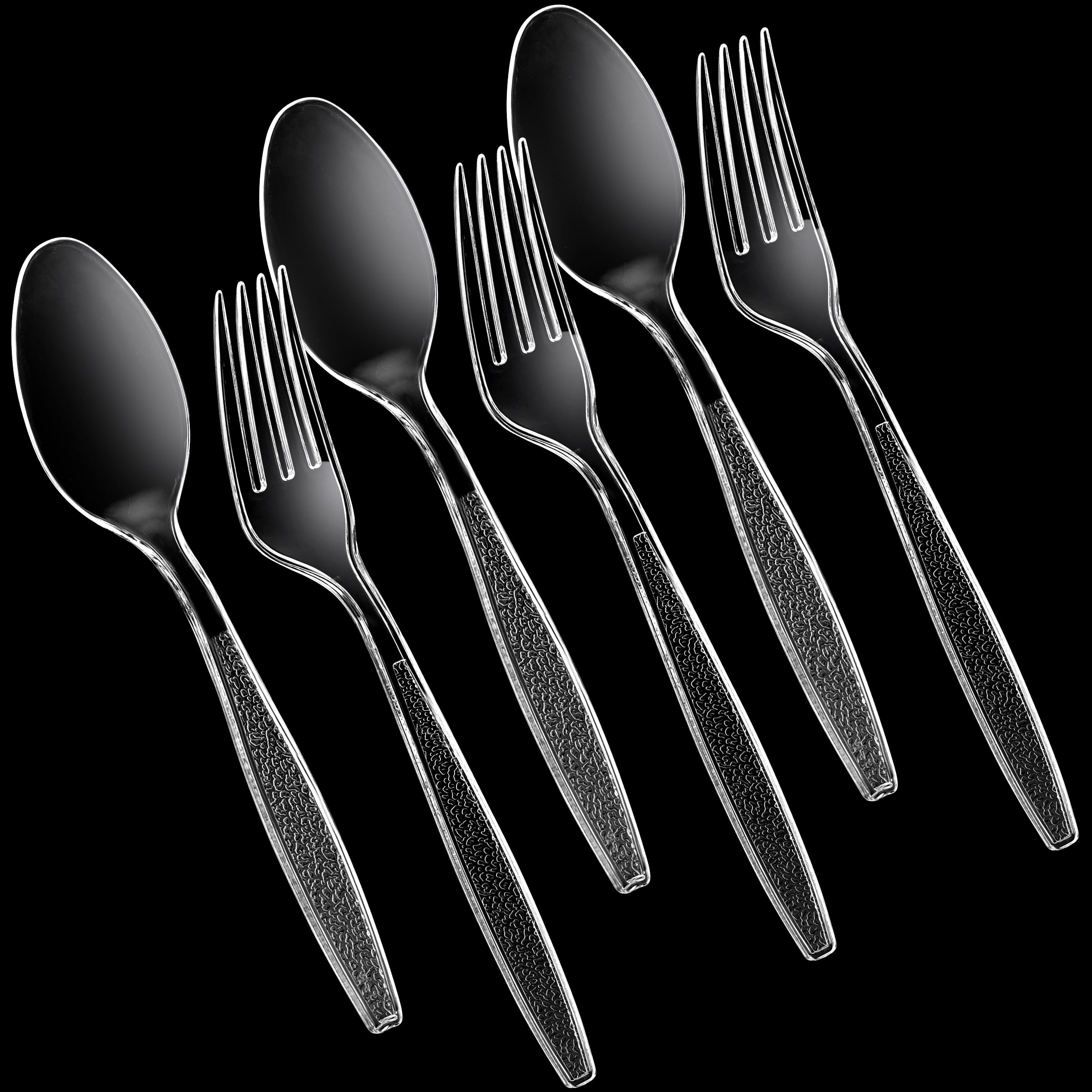 JoyServe Disposable Plastic Utensils Set, Heavy-Duty Forks and Spoons for Catering and Parties (Clear, 360 Pack) wfojf