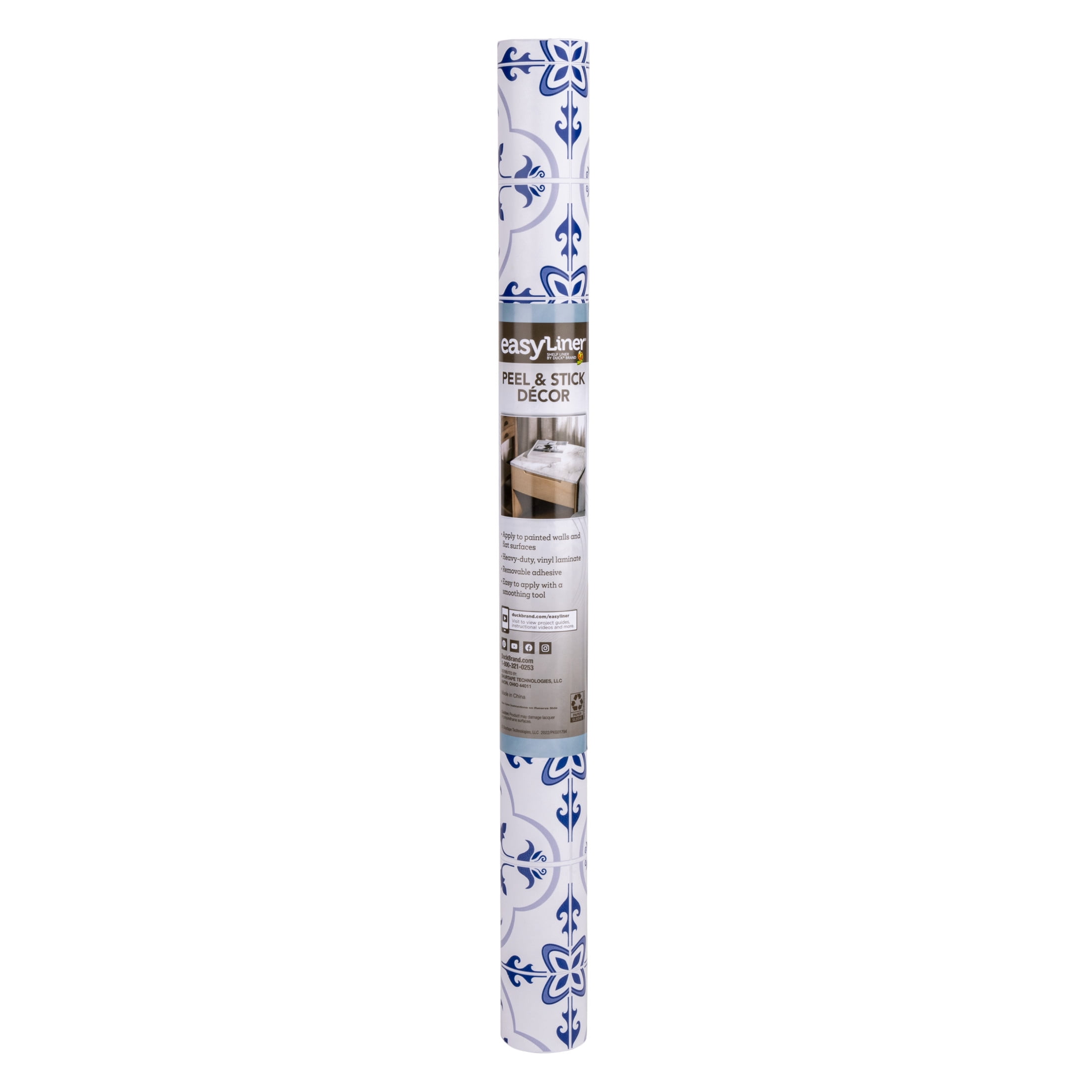 Duck Brand Premium Removable Peel and Stick Wallpaper, Mediterranean Tile (Red, 20 in. x 18 ft.) v8z0r