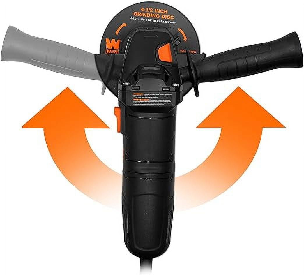 WEN 7.5-Amp 4-1/2-Inch Corded Angle Grinder with 3 Discs and Carrying Case (Black, 4 lb) muein