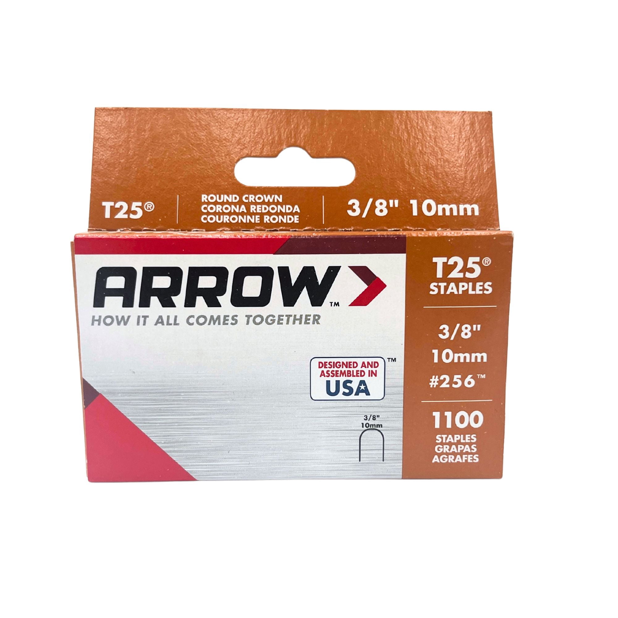 Arrow T25 Heavy Duty Round Crown Staples for Wire and Cable (3/8 in, 1,100 Pack) w7ynr