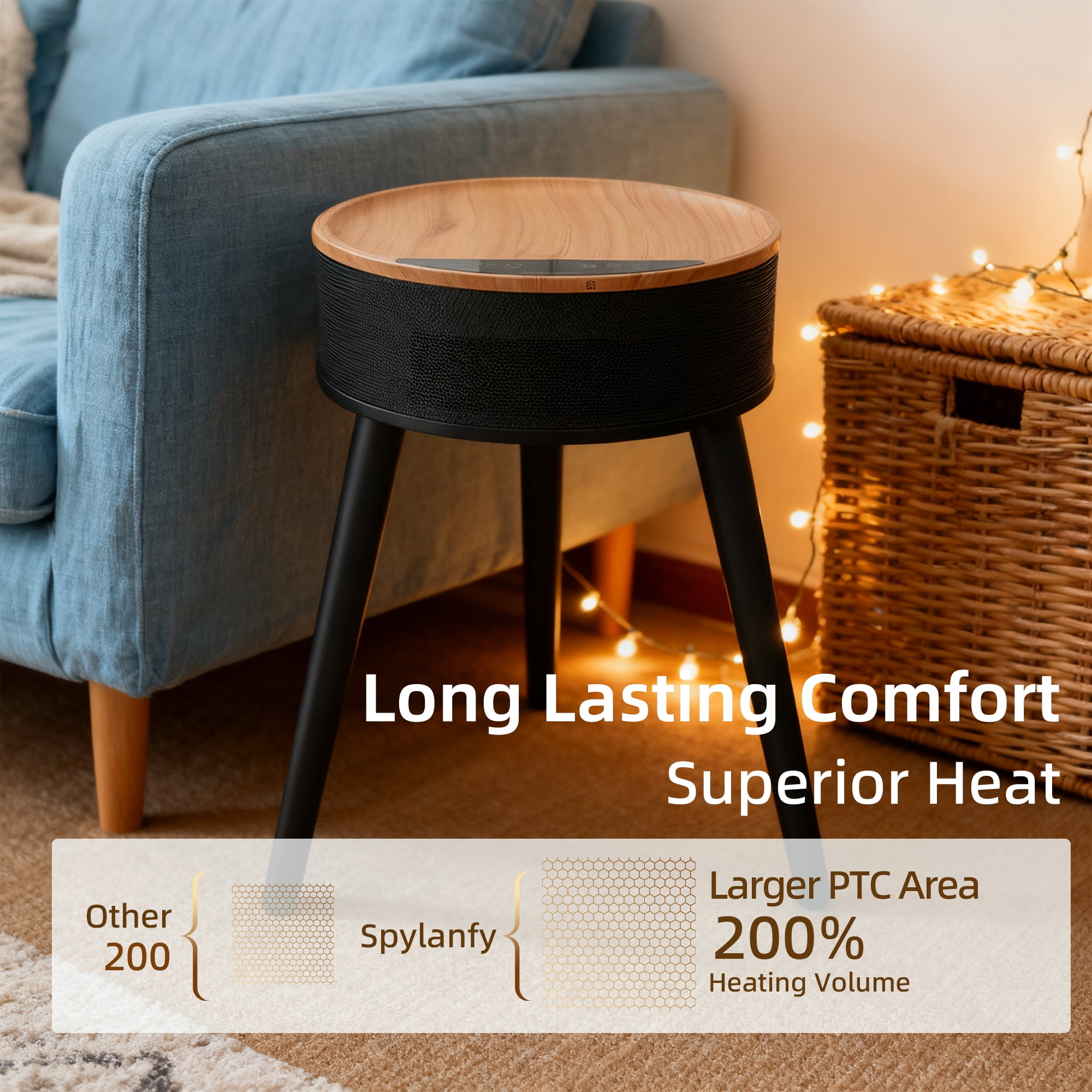 Onail 1500W Portable Ceramic Space Heater with Remote Control and Adjustable Thermostat (White) liiio - Image 3