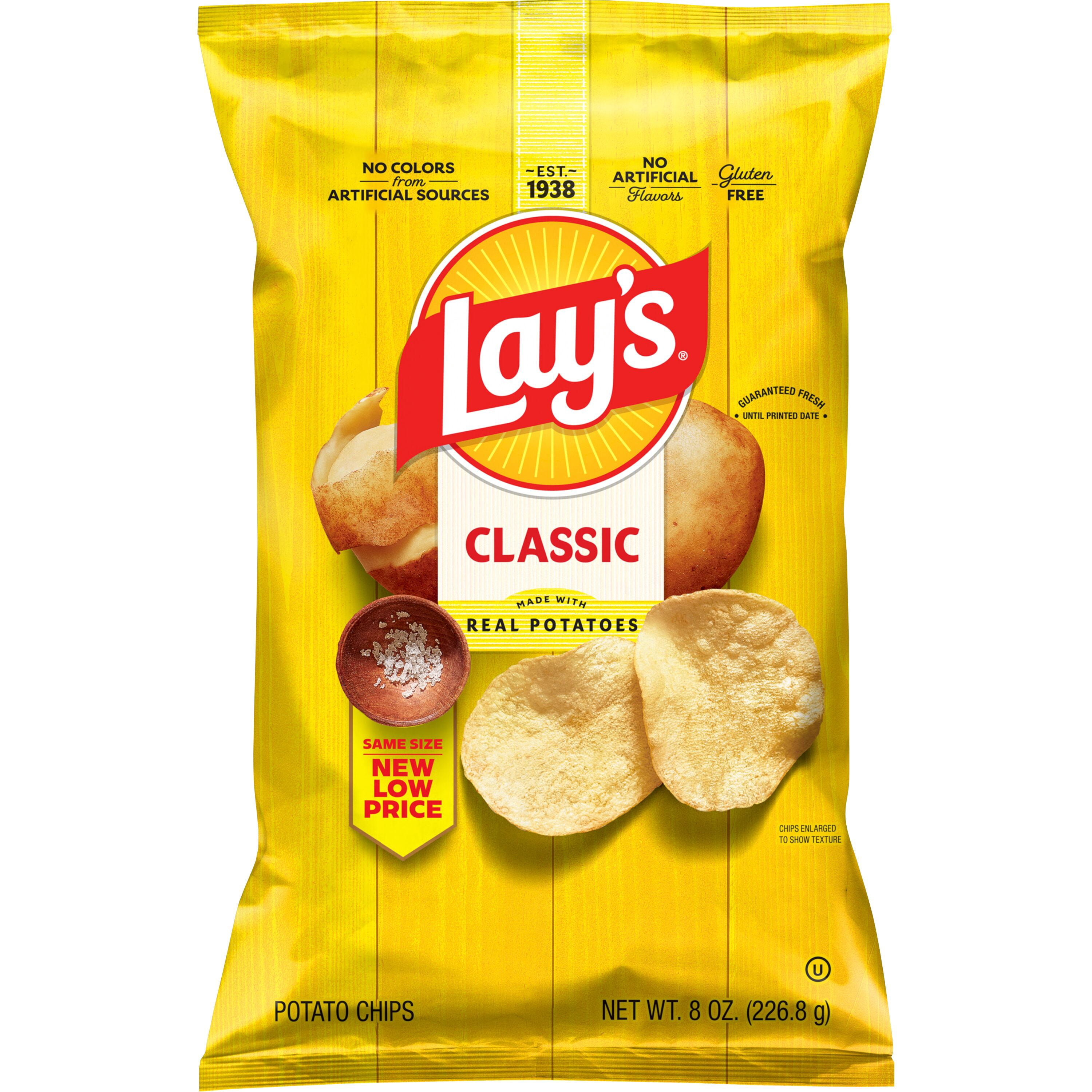 Lay's Classic Potato Chips, Crispy Salty Snack (8 oz) sp2m3