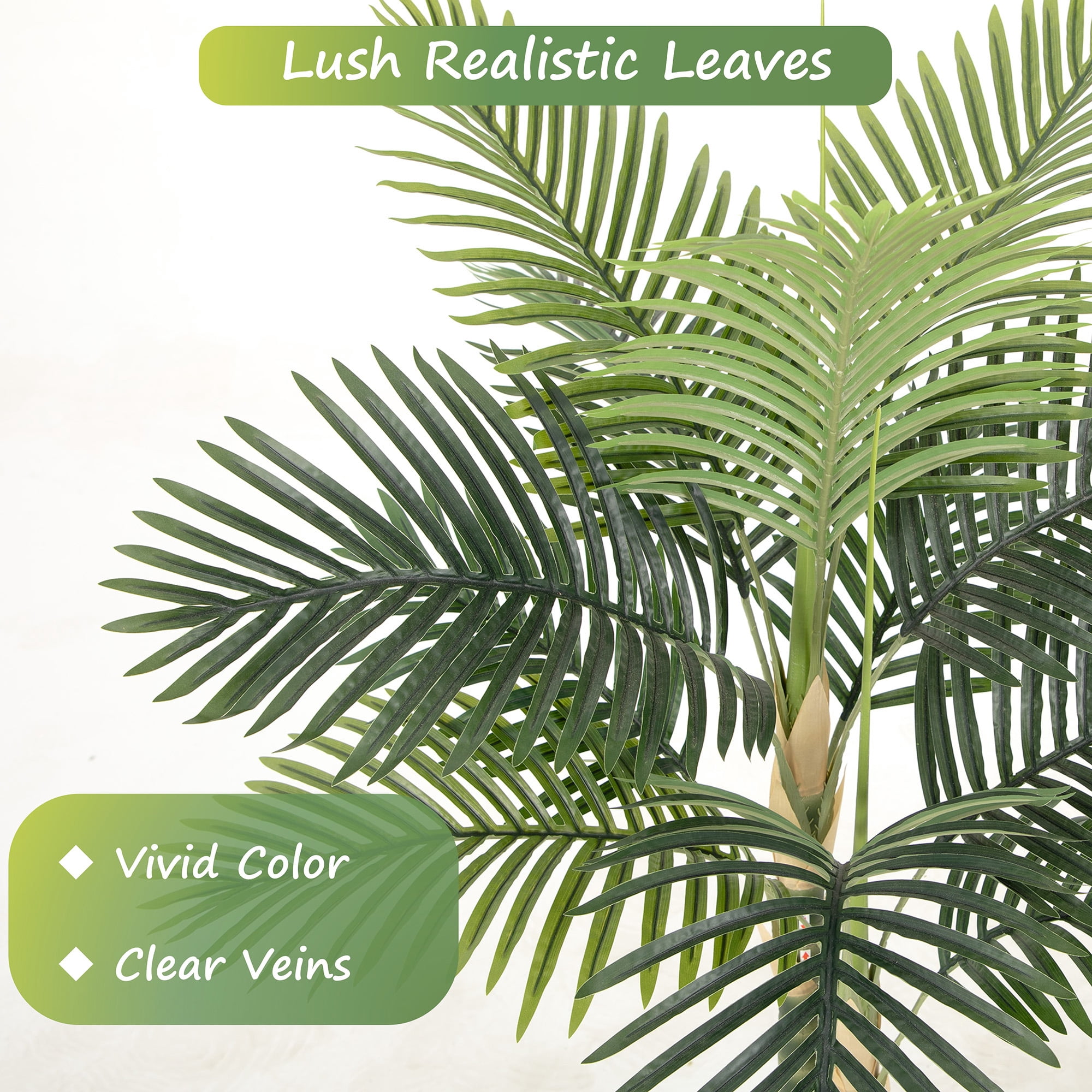 RosyHaven Artificial Golden Cane Palm Tree, UV Resistant Faux Plant for Indoor and Outdoor Decor (Green, 60 in) jh4mx