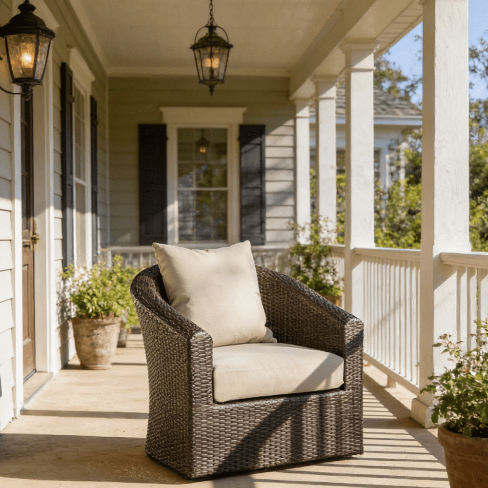 Generic Outdoor Swivel Wicker Chair with Aluminum Frame (Brown, 1-Pack) cpjz3