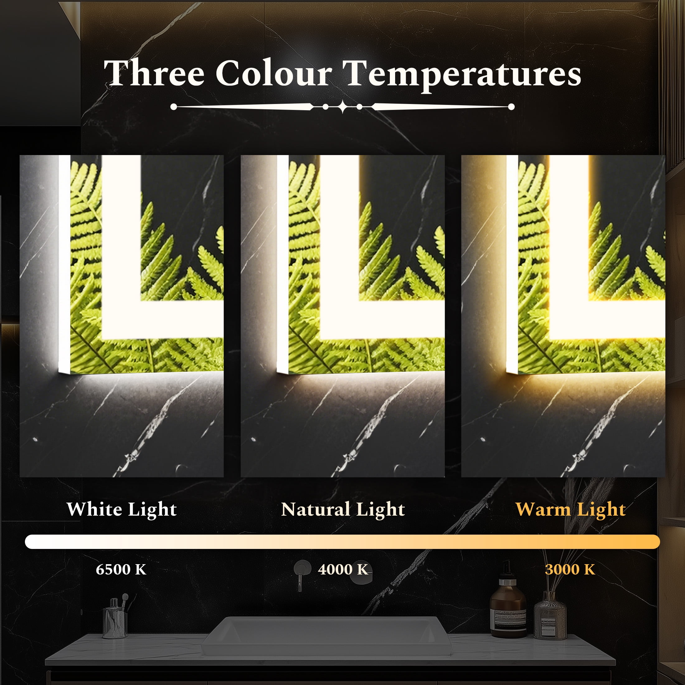 EDX LED Bathroom Mirror with Anti-fog Technology and Adjustable Lighting (White, 24 in x 32 in) nhli2