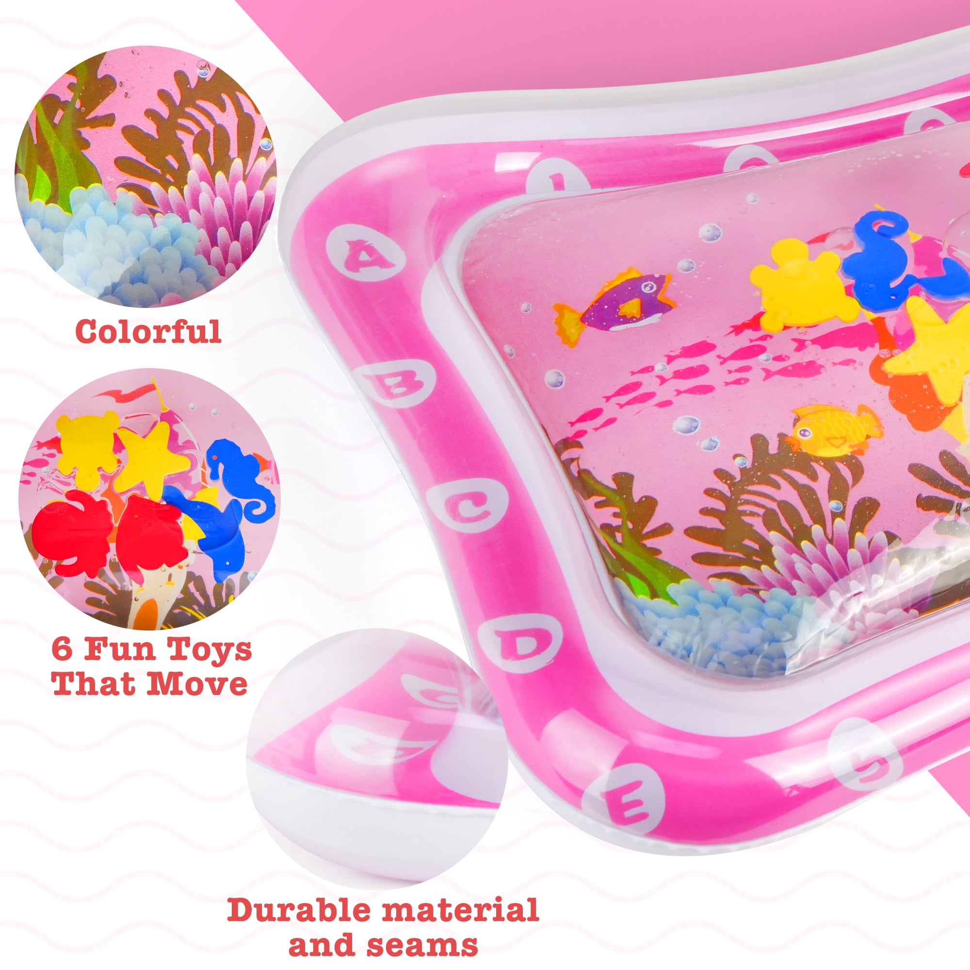 LotFancy Inflatable Tummy Time Water Play Mat for Infants and Toddlers (Pink, 26 in x 20 in) dok8t
