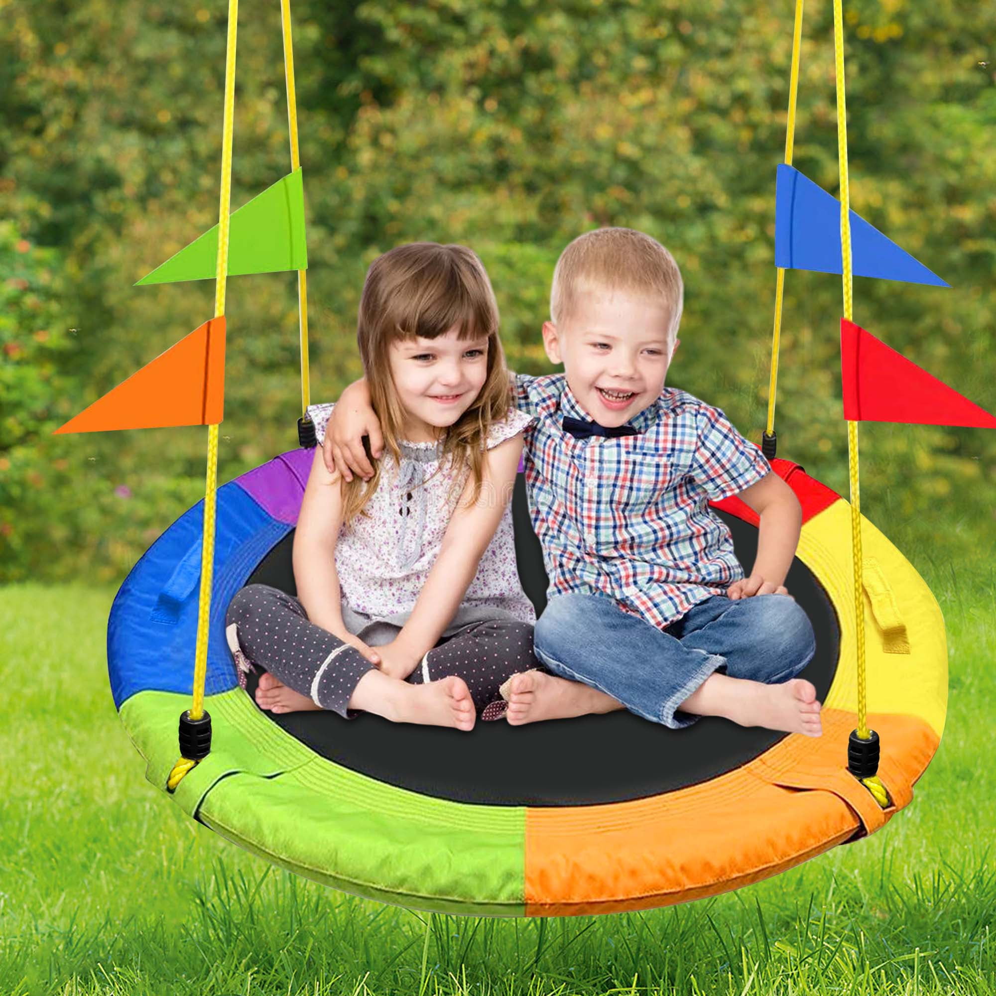 GVDV 40 in Saucer Swing, Heavy-Duty Waterproof Oxford Tree Swing for Kids, Adjustable Height (750 lb Capacity) hwryl