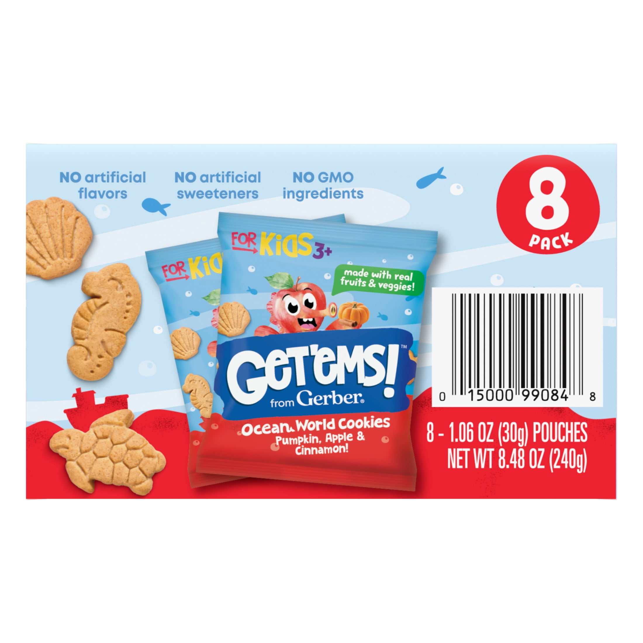 Gerber Get'ems Ocean World Cookies, Pumpkin Apple & Cinnamon Flavor (8 Pack, 8.48 oz) 95nll