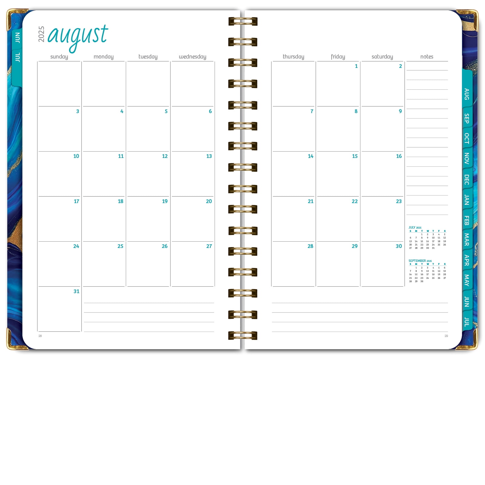 Global Printed Products Academic Planner 2025-2026 (Dark Blue Marble, 5.5 in x 8 in) olgem