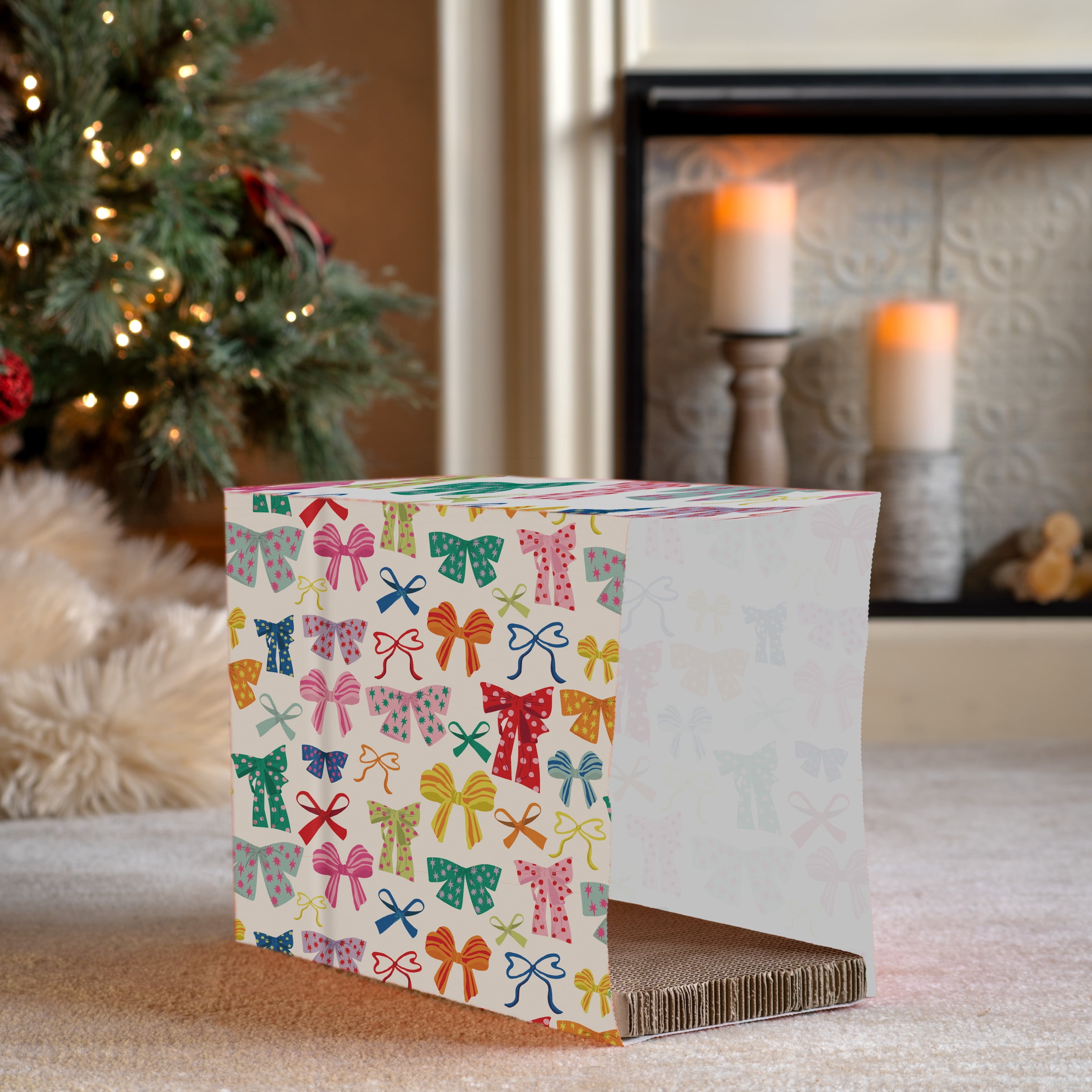 Kitty City Christmas Bows Cat Scratching Pad and Hideaway Paper Bag (Multicolored, One Size) zlc92