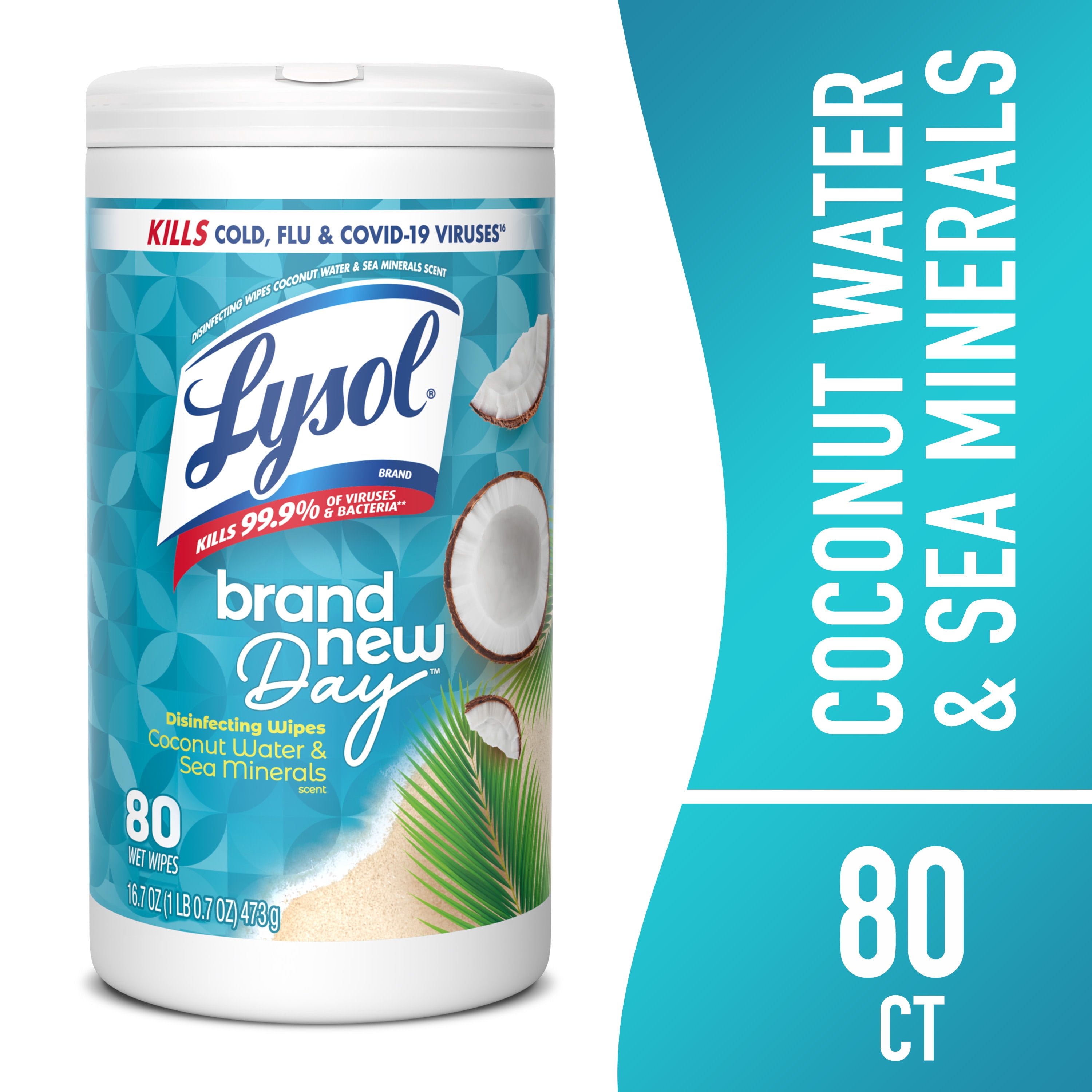 Lysol Disinfecting Wipes, Multi-Surface Antibacterial Cleaning Wipes, Coconut & Sea Minerals Scent (80 Count) 8qijm