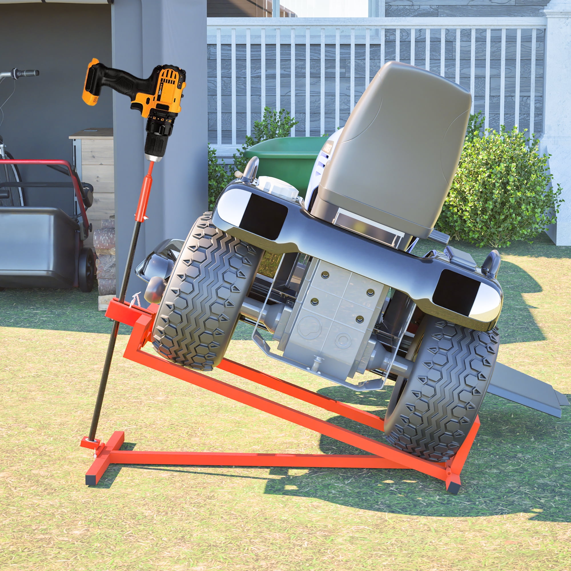 LZBEITEM Lawn Mower Lift Jack for Tractors and Zero Turn Mowers (Heavy-Duty, 882 lb Capacity) 55yai