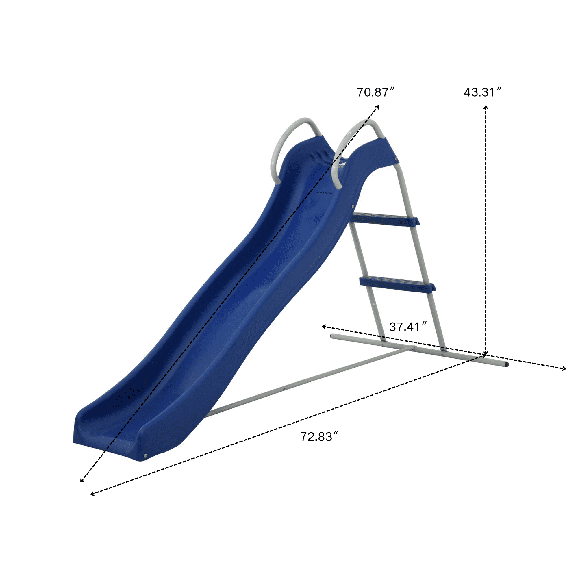 Mersco Kids Freestanding Plastic Slide, Indoor Outdoor Backyard Playset, Durable Weather-Resistant Design (Blue, 71 in) v5kf4