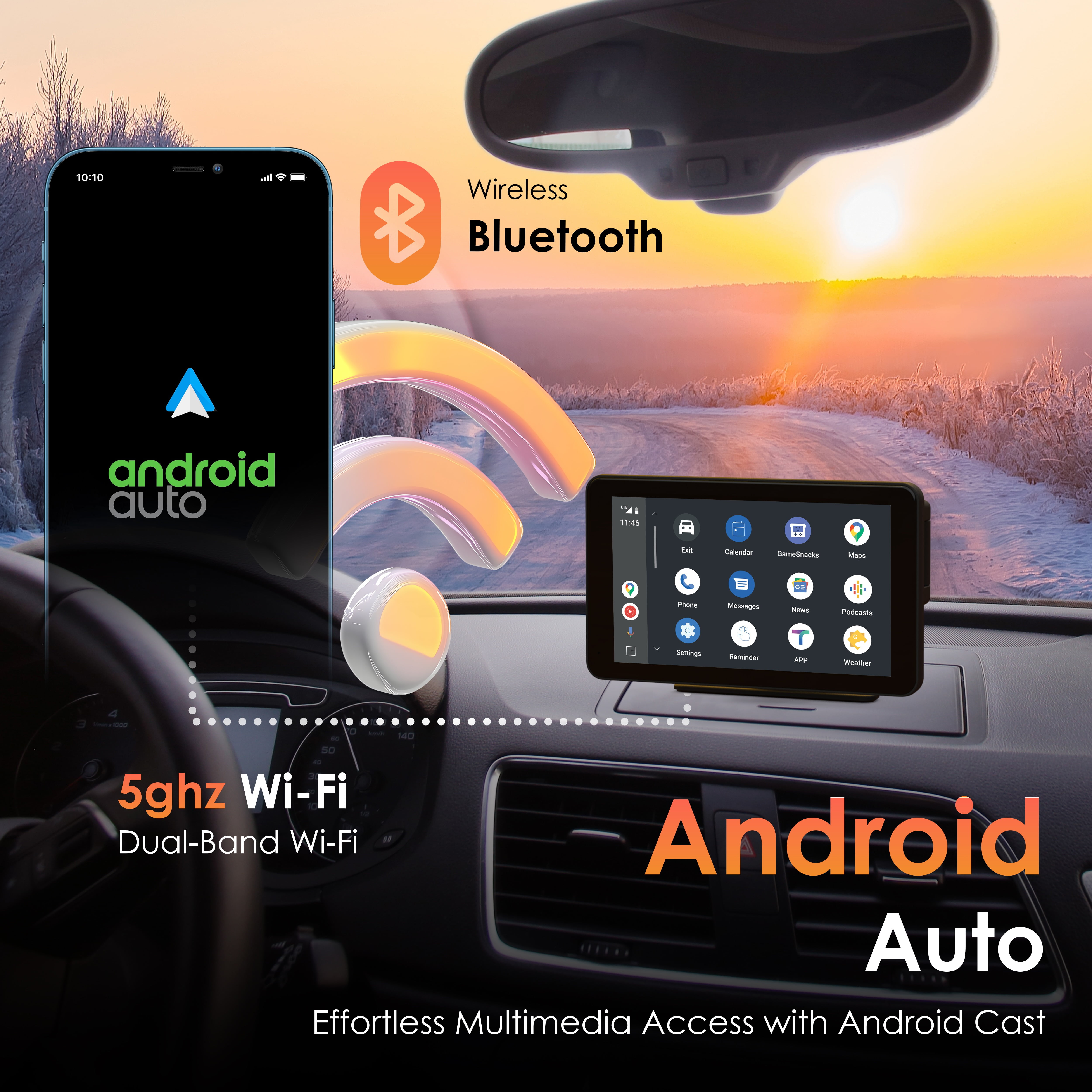 Rexing 7 in Wireless CarPlay and Android Auto Receiver with 4K Front and 1080p Rear Dash Cam (32GB) di8x9