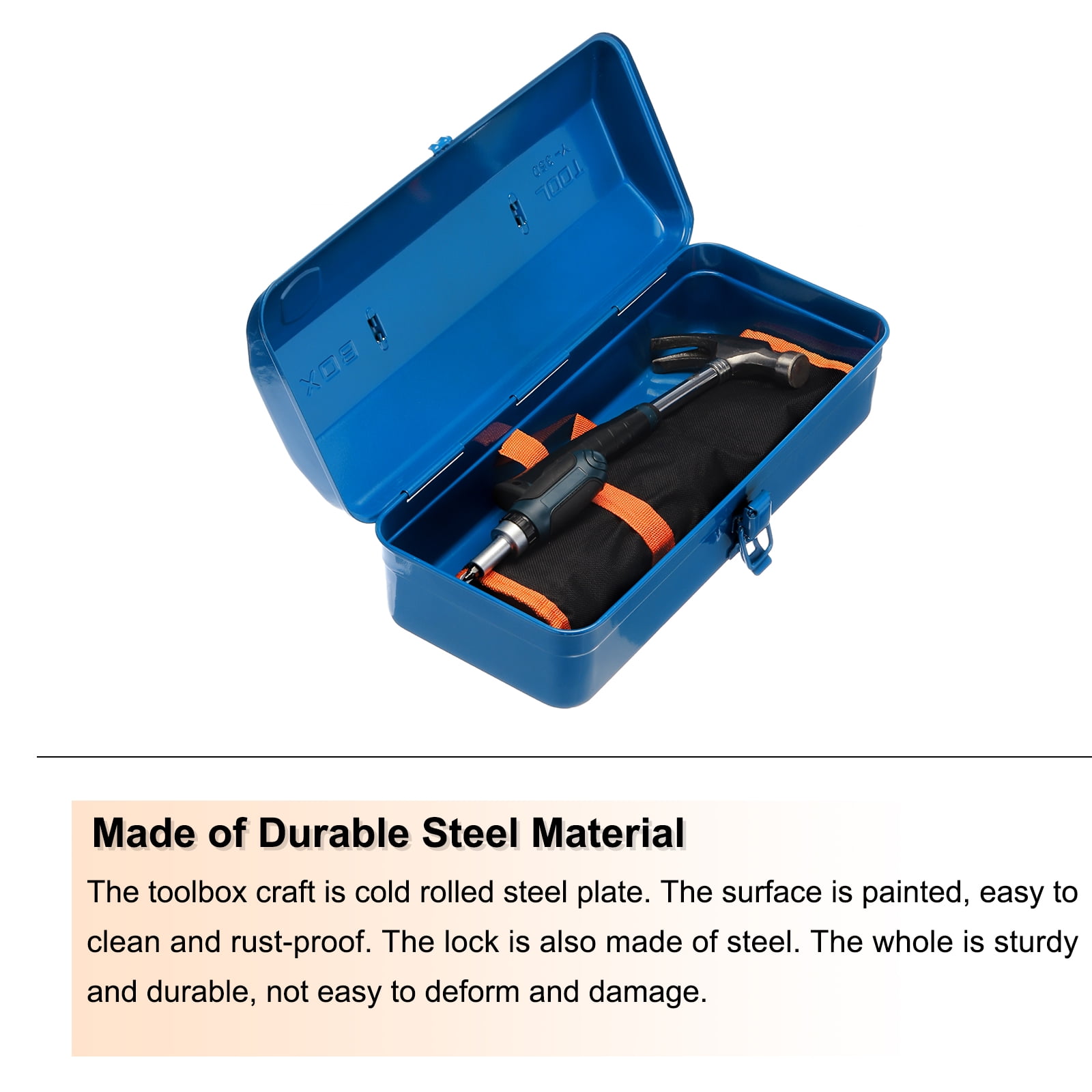 Uxcell Portable Steel Tool Box with Metal Latch Closure (Red, 14.2 in) 0c5wn