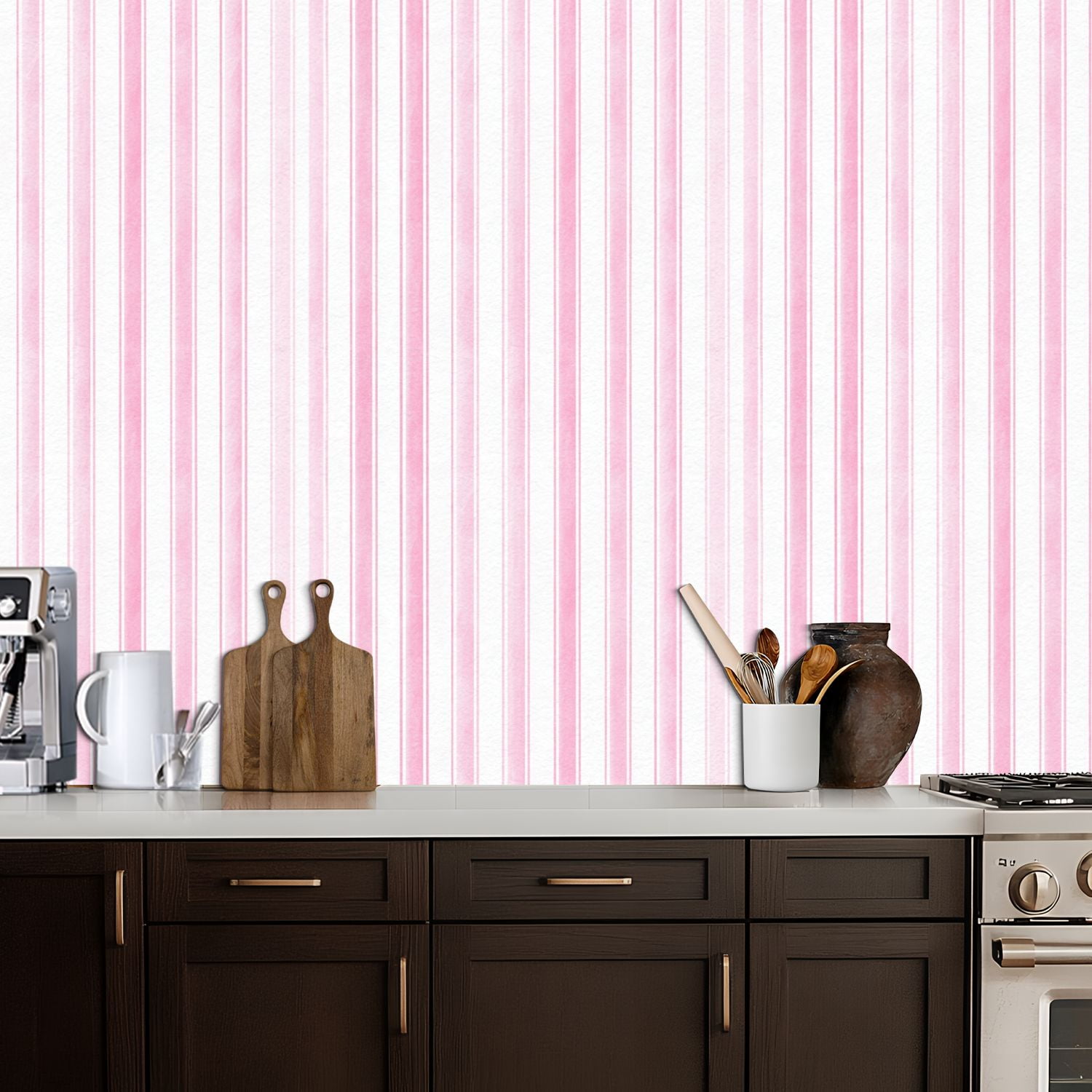 Kanworse Boho Peel and Stick Wallpaper, Soft Pink Striped Textured Wall Mural, Removable Self-Adhesive Decor (17.7 in x 9.8 ft) 1tdrp