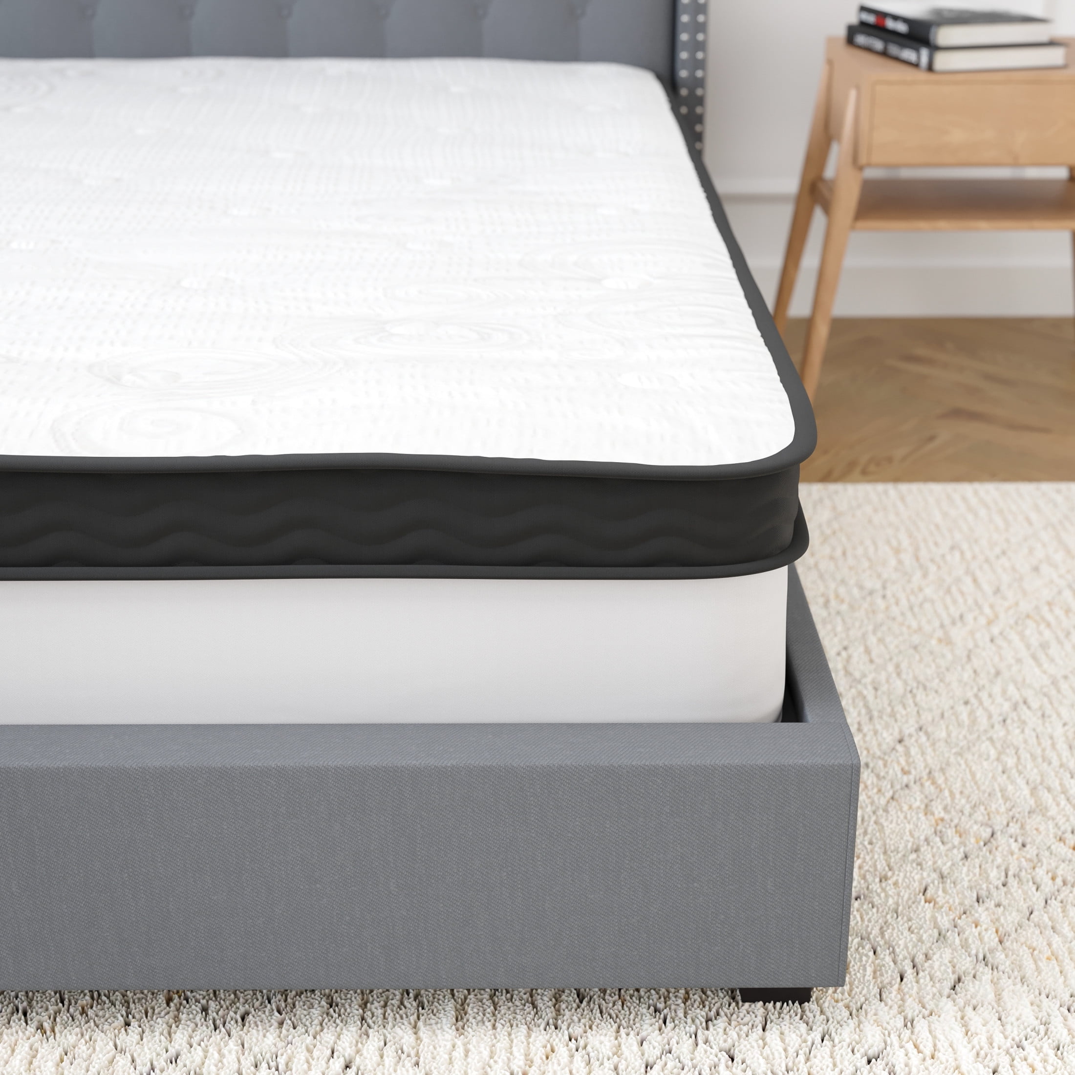 Merrick Lane Hybrid Mattress with Pocket Spring and Memory Foam (Queen, 60 in x 80 in x 12 in) 3k7i1