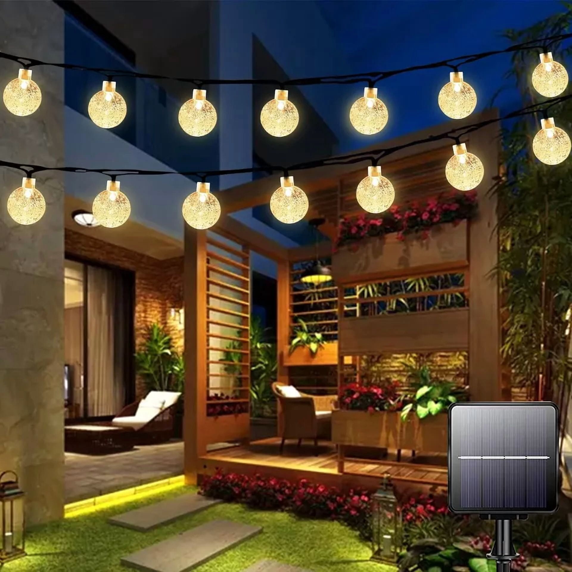 Purely Elizabeth Solar LED String Lights, Outdoor Retro Ball Fairy Lights for Garden and Patio Decor (Warm White, 23 ft) ycs0x