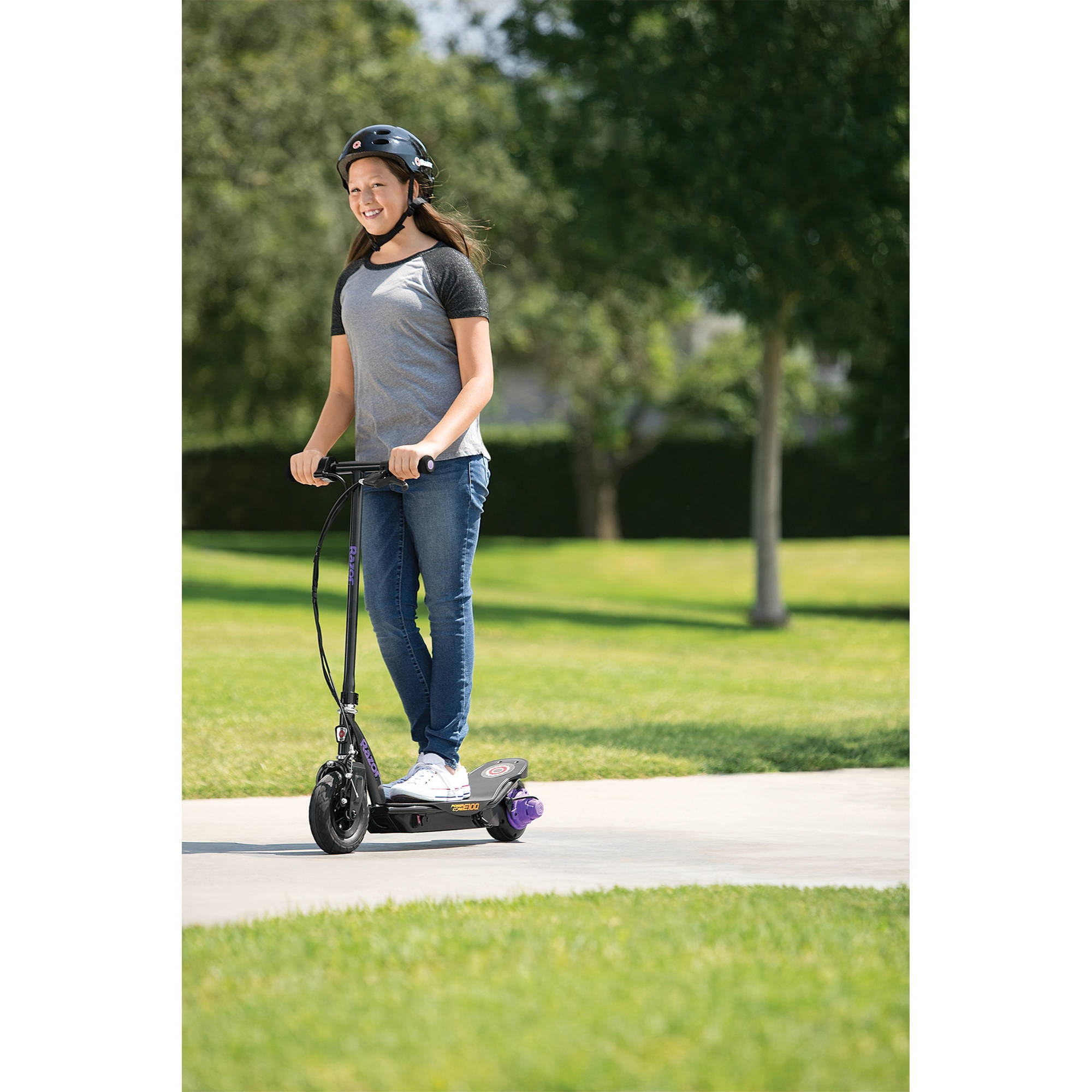 Razor Power Core E100 Electric Hub Motor Scooter (Purple, 120 lb Capacity) aeop0