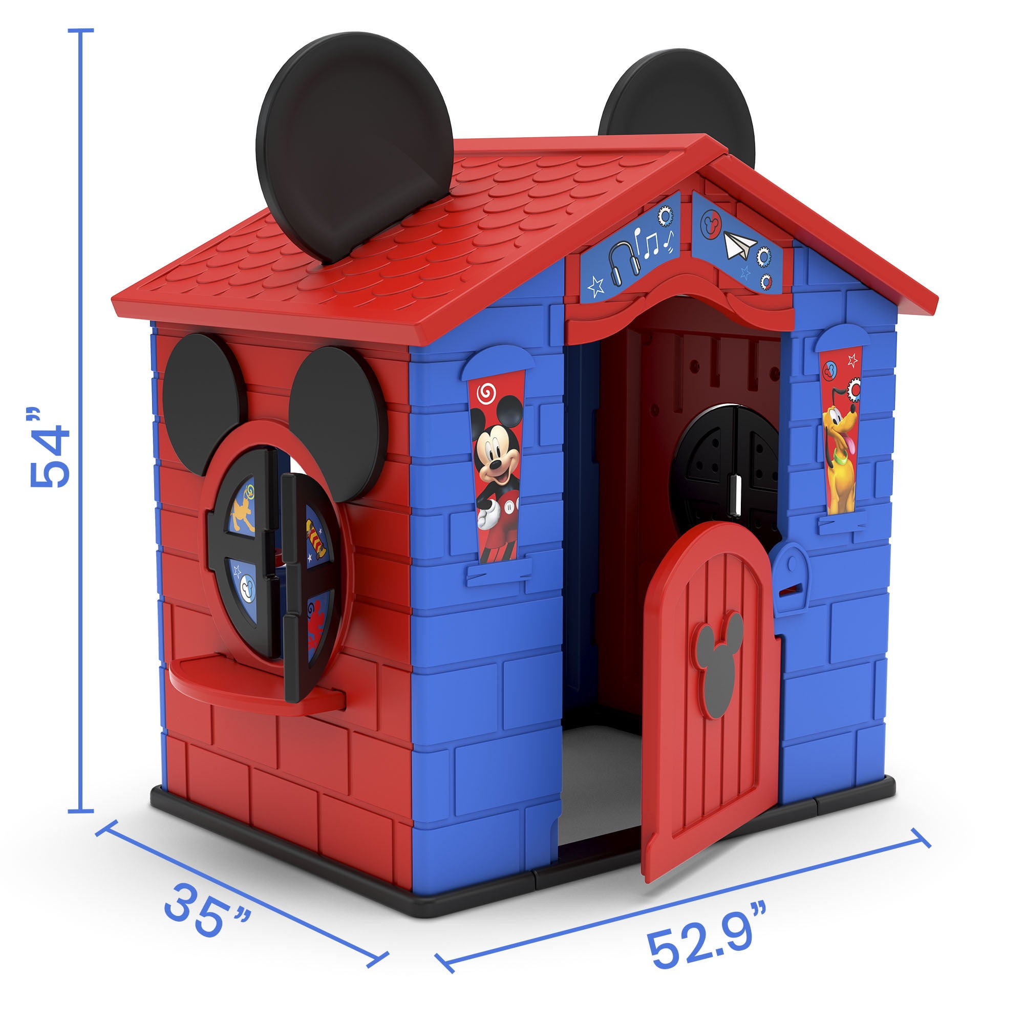 Delta Children Disney Mickey Mouse Plastic Playhouse for Indoor and Outdoor Play (52.9 in x 35 in x 54 in) dif7d