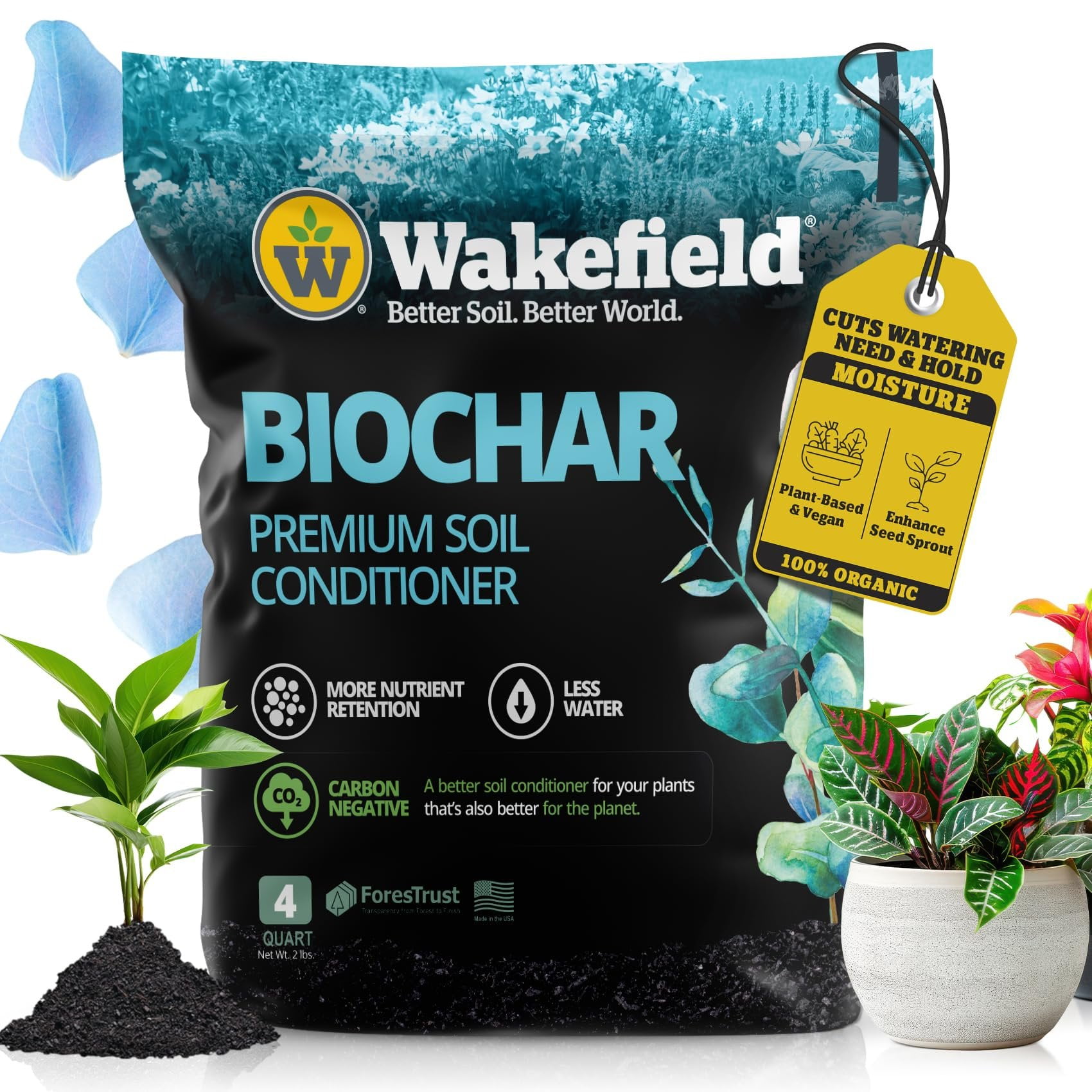 Wakefield Biochar Premium Soil Conditioner for Garden and Container Plants (4 qt) lb691