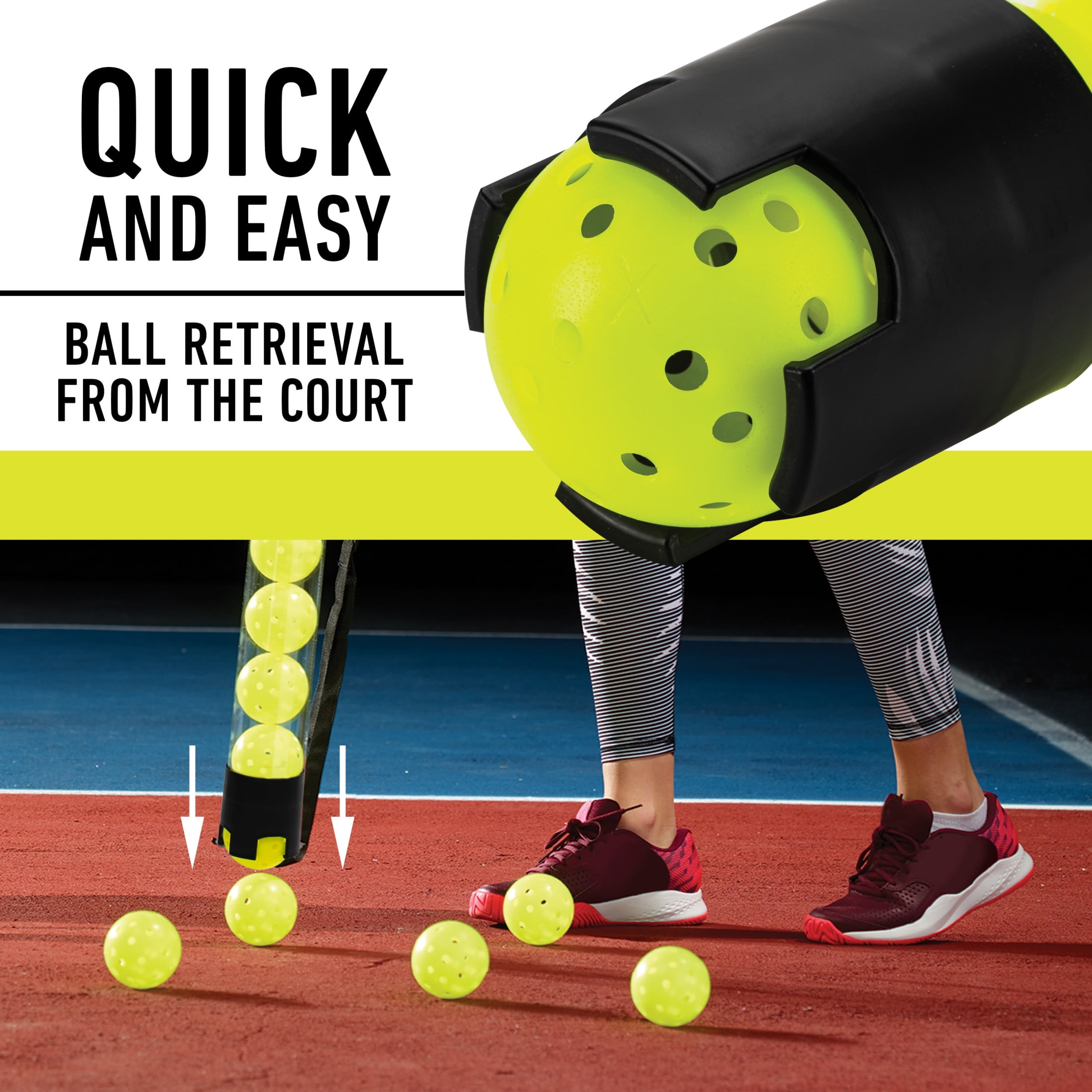Franklin Sports Pickleball Ball Picker Upper and Storage Hopper (Clear, 37 in) xljmx