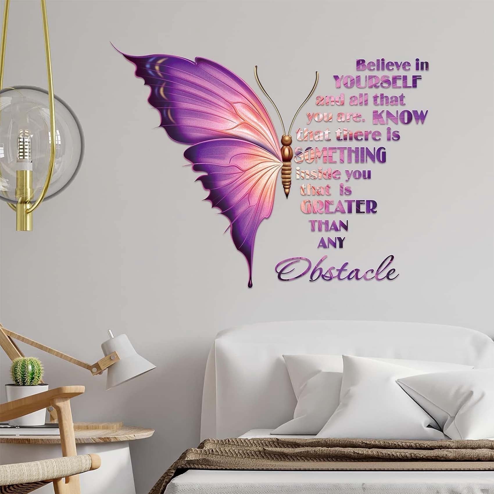 Thovorrnl Inspirational Butterfly Wall Decals, Peel and Stick Vinyl Wall Art Decor (Multicolor, 27 in x 21 in) vh03a