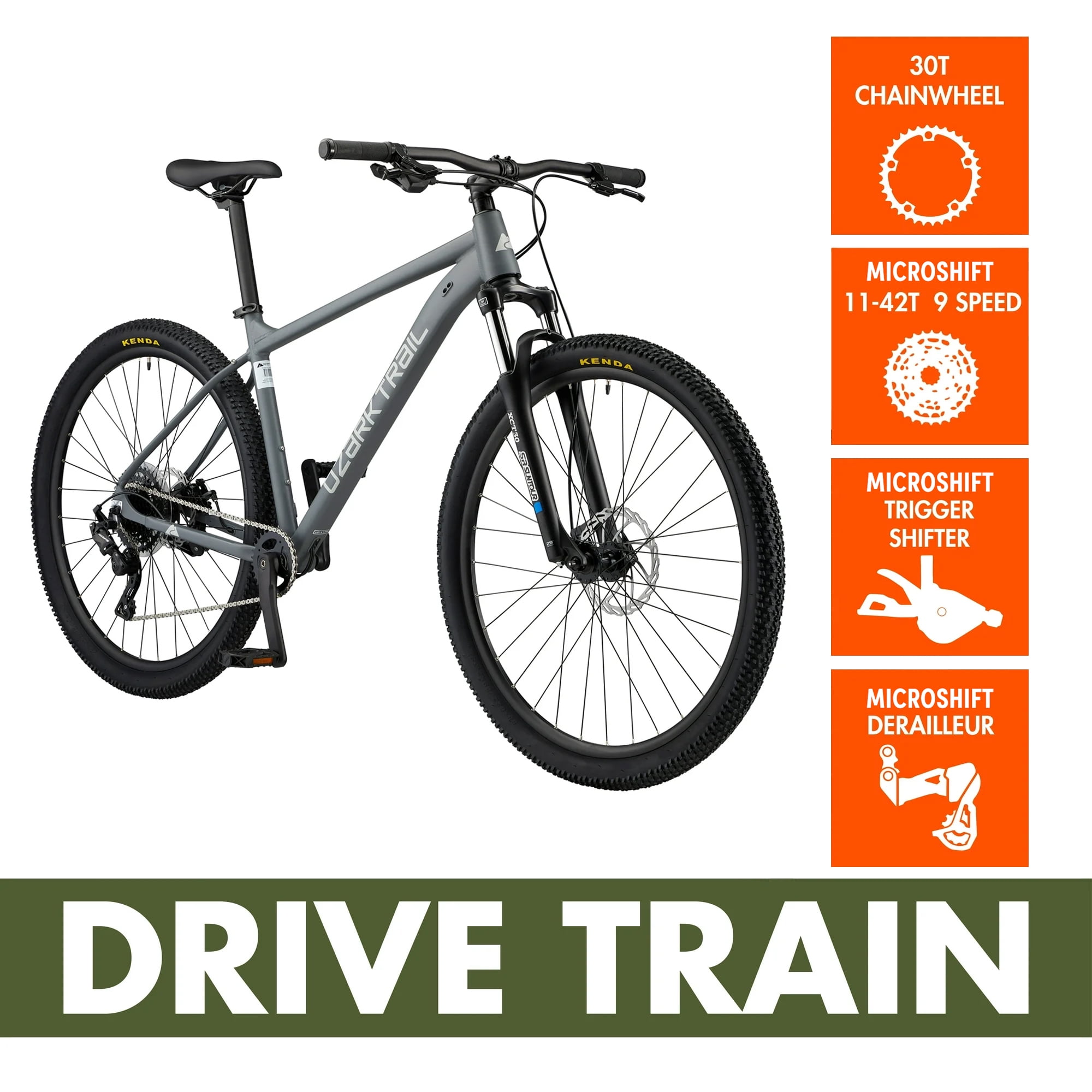 Ozark Trail 29 in M.2 Ridge Mountain Bike, Lightweight Aluminum Frame, Mechanical Disc Brakes (Gray, Small Frame) 1ivwt