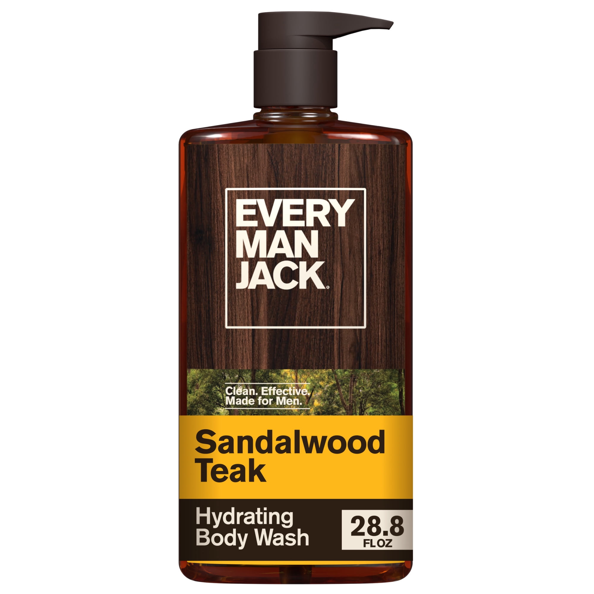 Every Man Jack Sandalwood Teak Hydrating Body Wash for Men, Deep Cleaning & Moisturizing (Sandalwood Teak, 28.8 fl oz) xb0ls