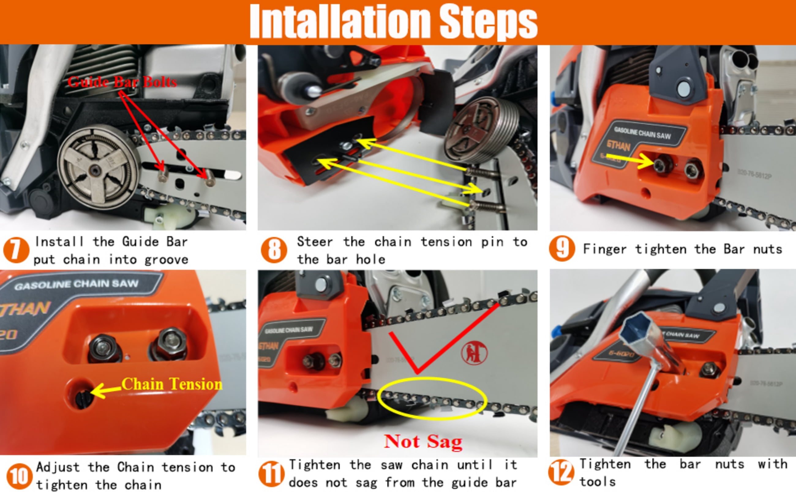 GTHAN Gas Chainsaw 62cc 2-Cycle Engine High-Performance Wood Cutting Tool (Orange, 20 in) xqx4n