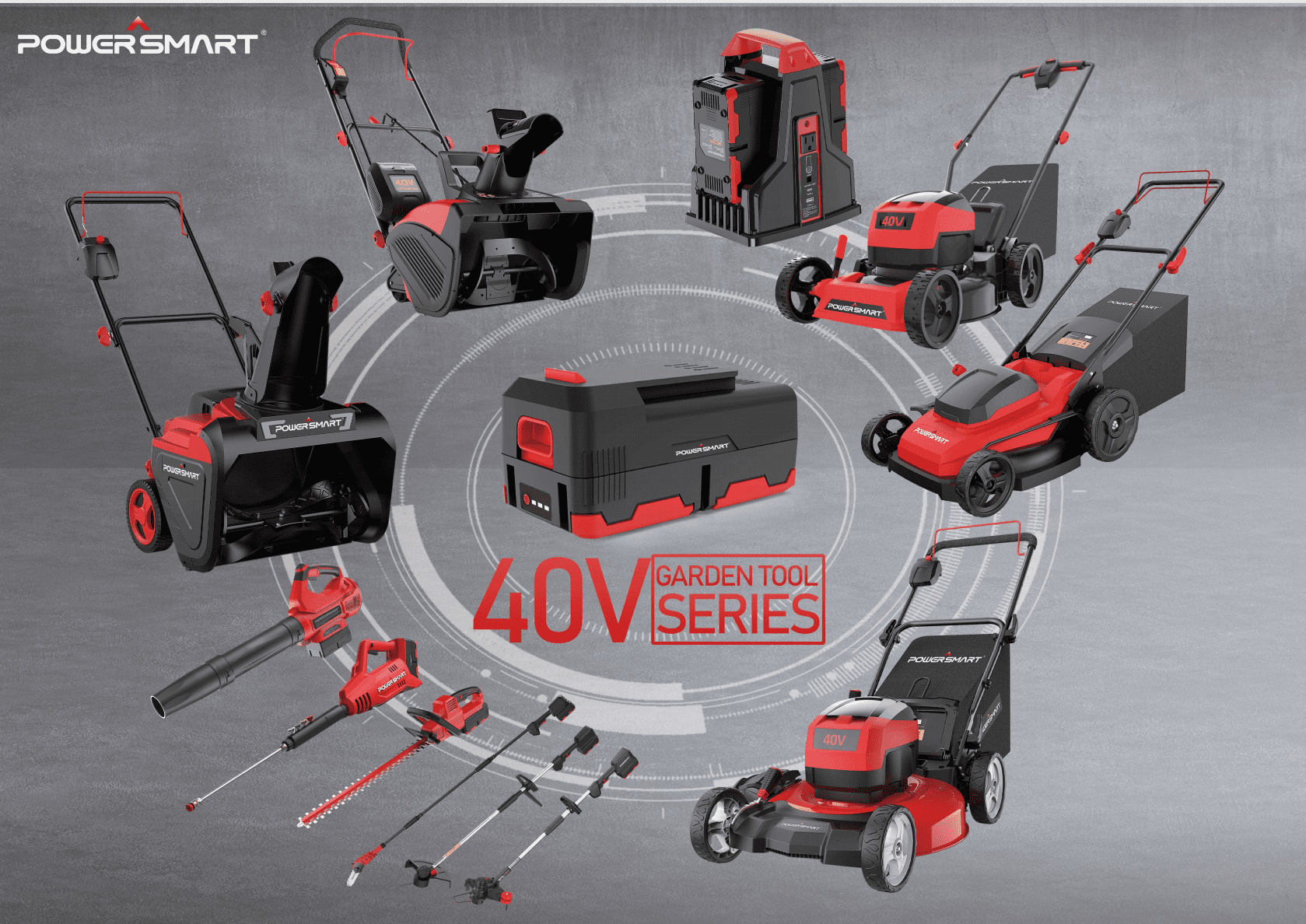 PowerSmart 40V 4.0Ah 17 in Cordless Push Lawn Mower (3-in-1 Mulching, Bagging, Side Discharge) tzlng