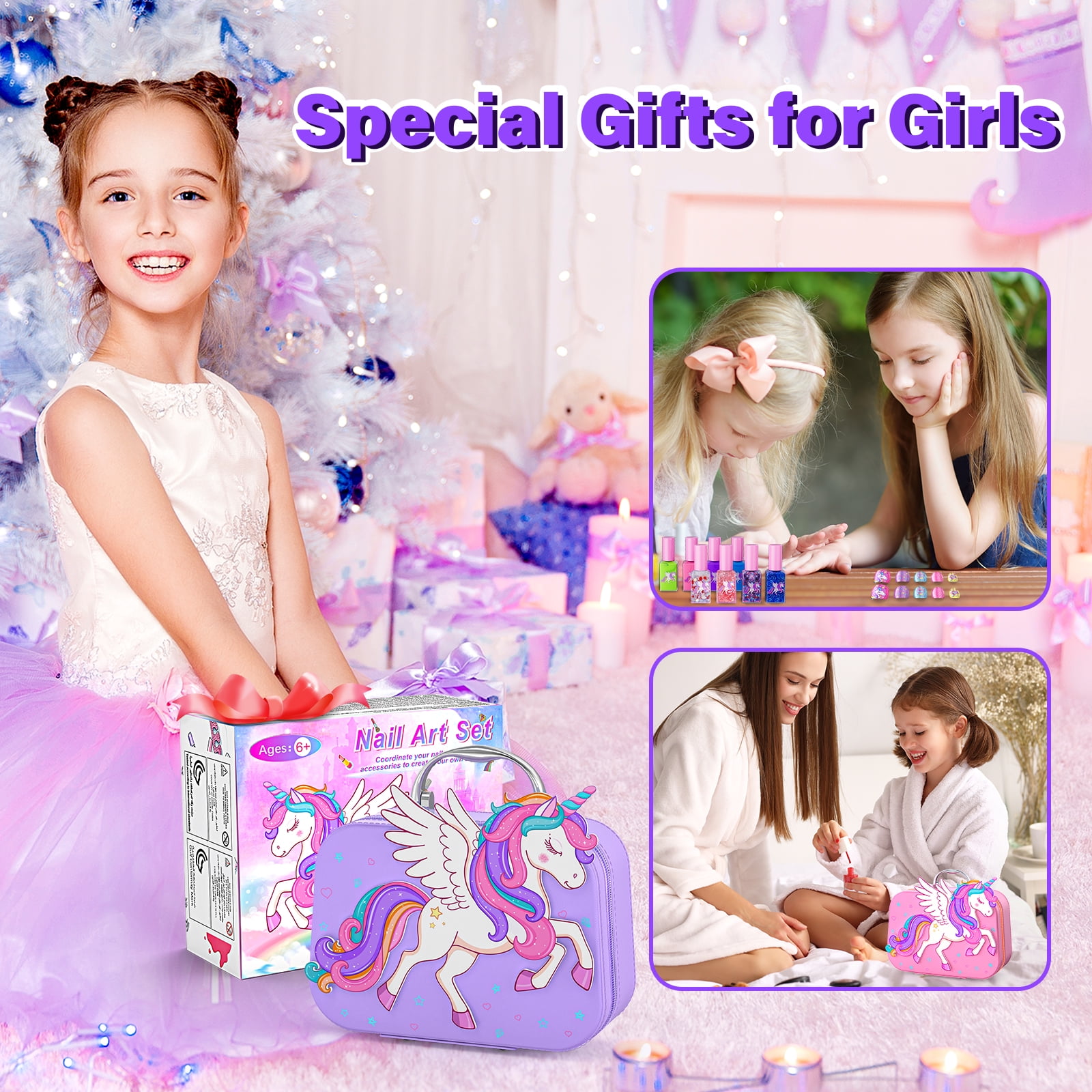 GORISPI Kids Makeup Kit for Girls, Princess Play Cosmetic Set with Carrying Case (1 Set) 7lhyu