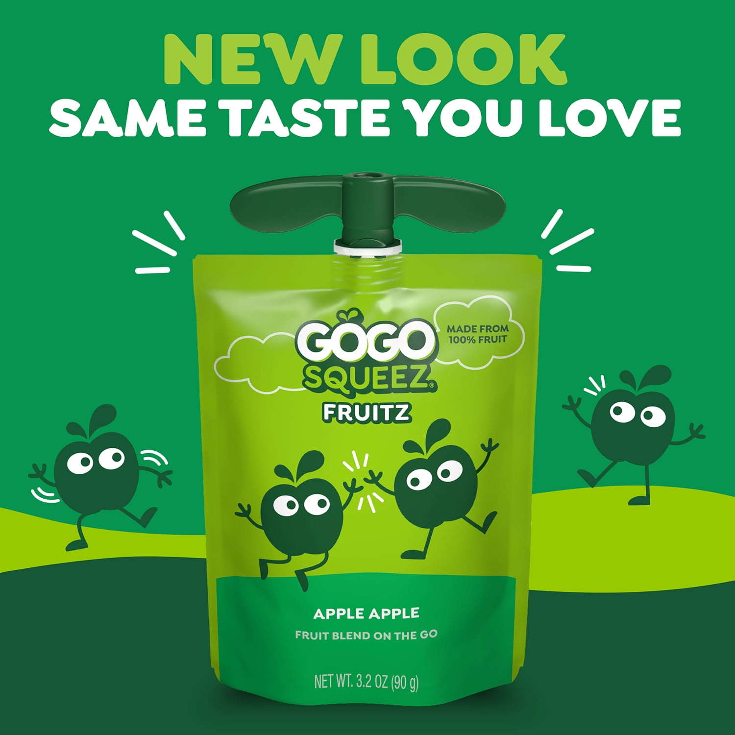 GoGo squeeZ Fruit Puree Applesauce Pouches, No Sugar Added, Apple Apple Flavor (3.2 oz, 24 Pack) m58y9