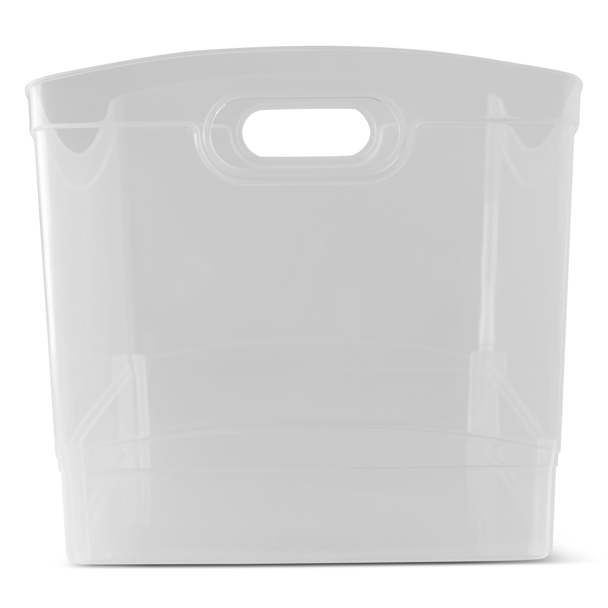 Mainstays Clear Plastic Utility Storage Bin with Built-In Handles (Clear, 15.3 in x 10.4 in x 9.8 in) 9zce6