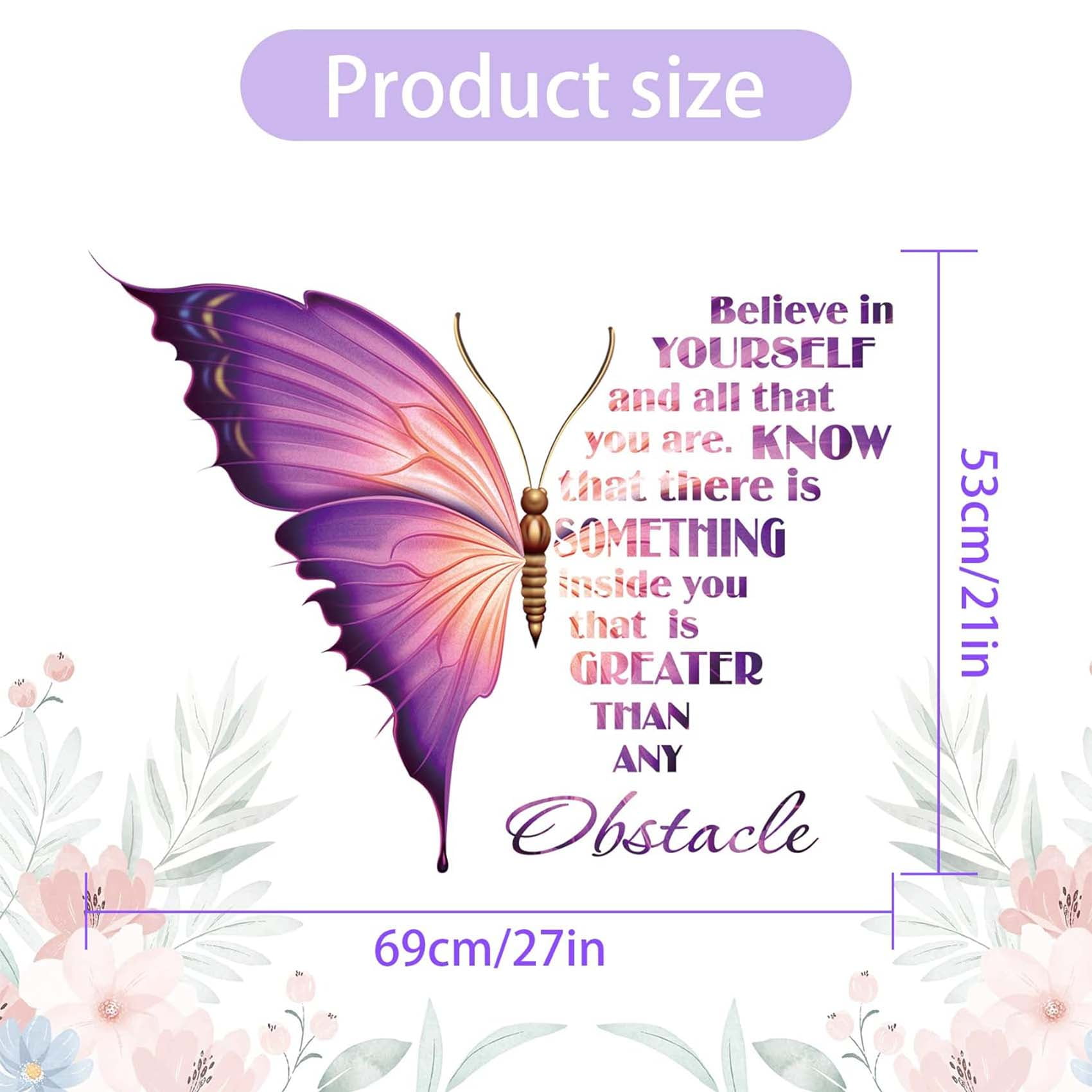 Thovorrnl Inspirational Butterfly Wall Decals, Peel and Stick Vinyl Wall Art Decor (Multicolor, 27 in x 21 in) vh03a