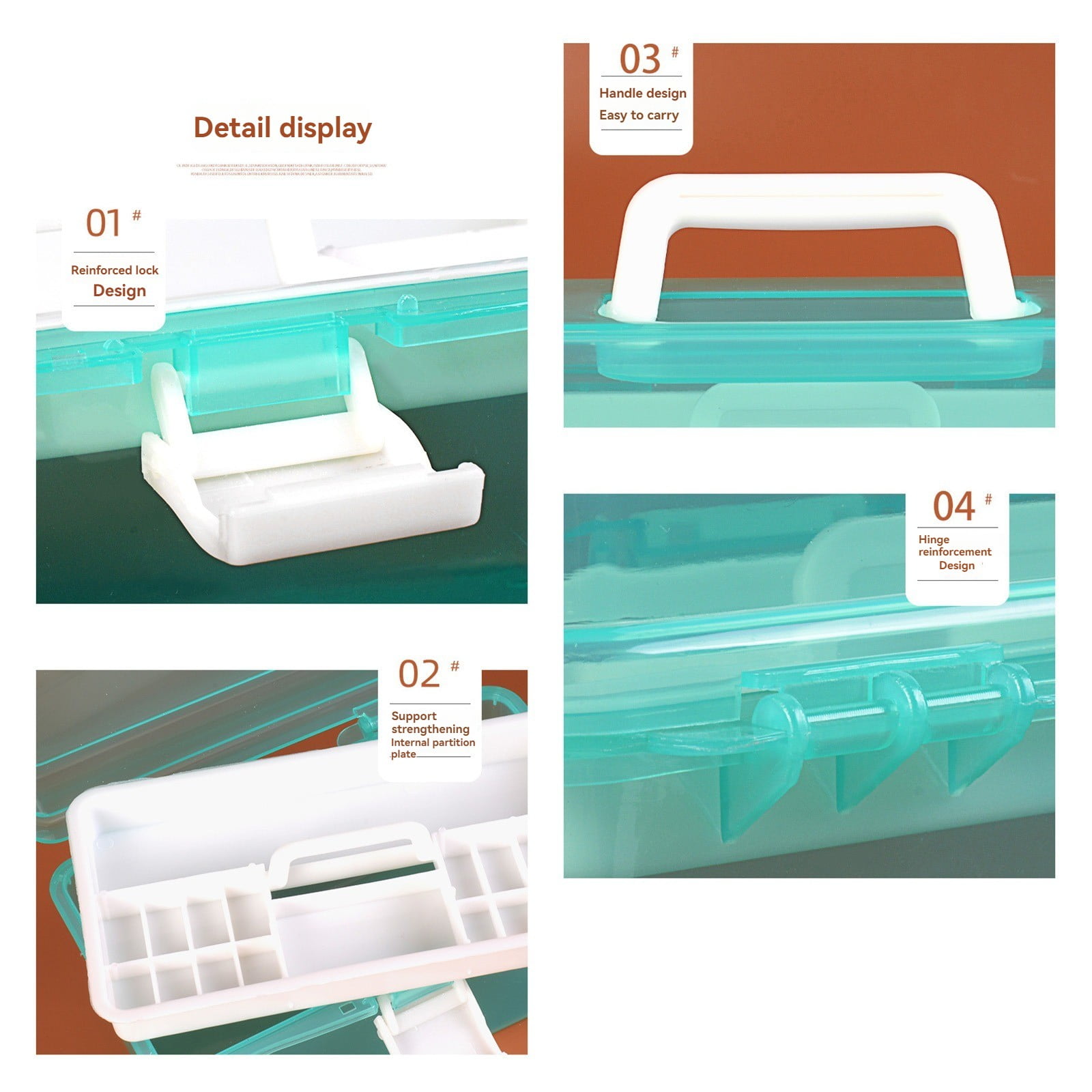 YDYB Multipurpose Plastic Storage Organizer with Removable Tray and Handle (Clear and Green, 7.1 in x 3.5 in x 4.1 in) 52shm