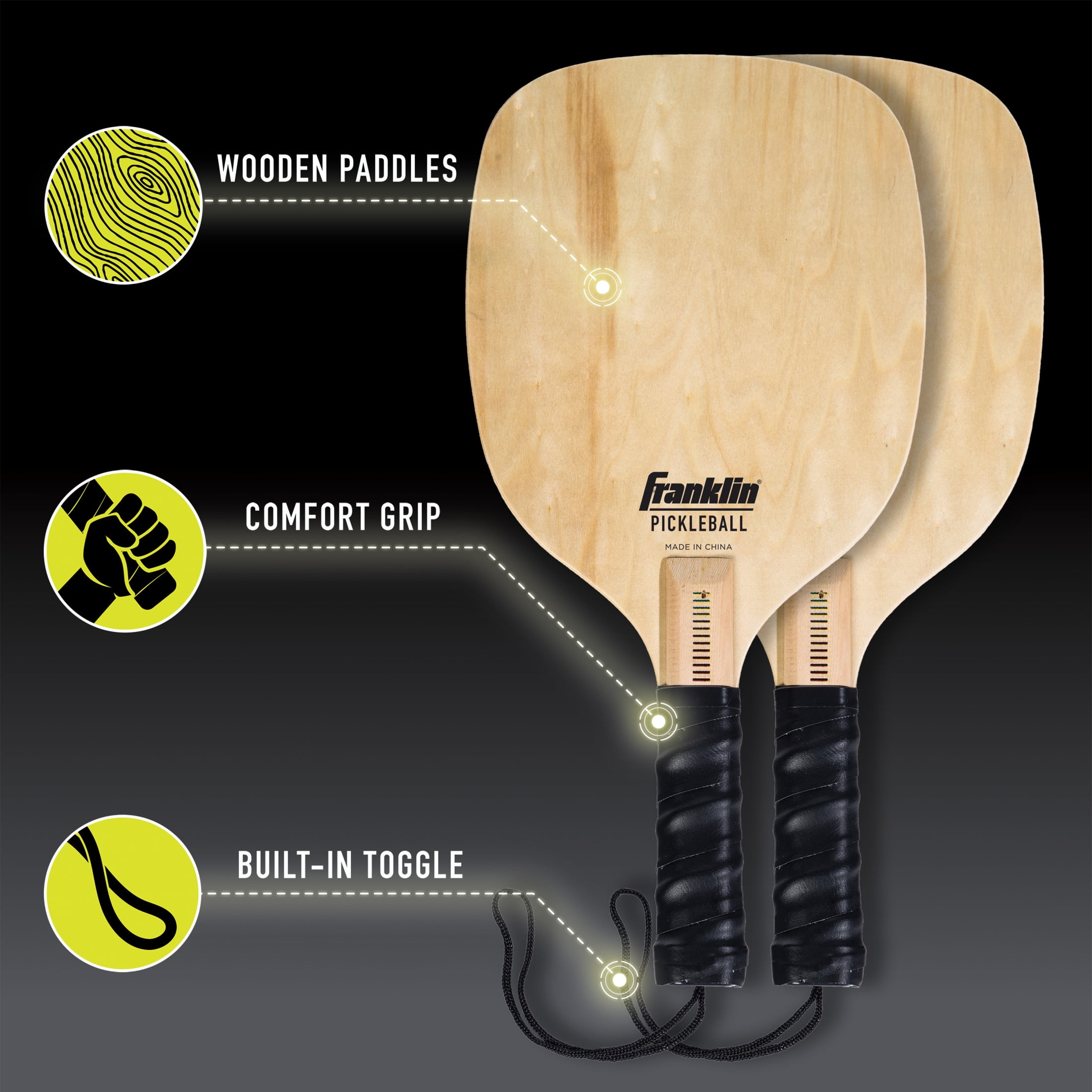 Franklin Sports Pickleball Starter Set with 10ft Net, (2) Paddles, and (2) X-40 Balls (Black, 10 ft) zvbtl