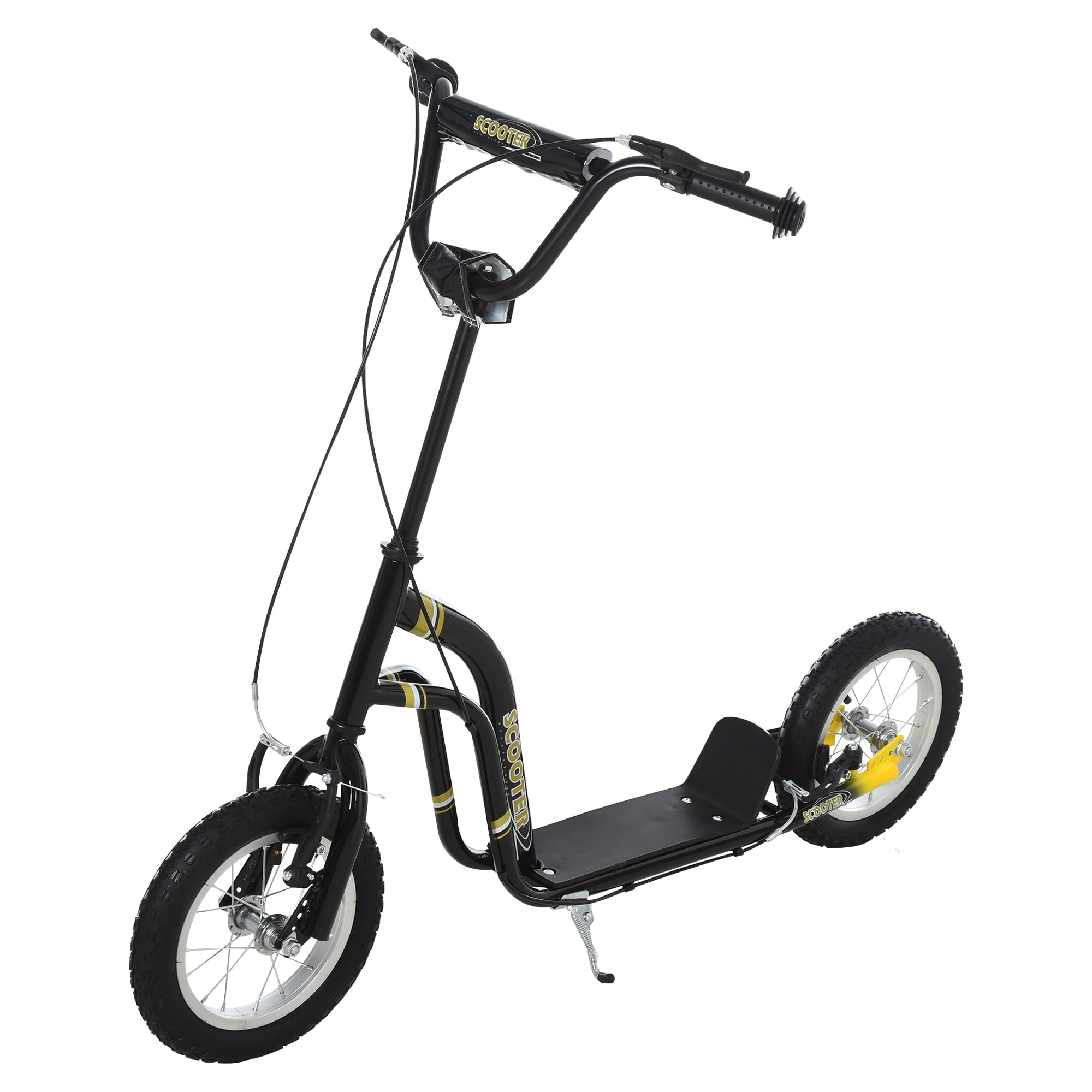 Aosom Youth Kick Scooter with Dual Caliper Brakes and Adjustable Handlebar (Black, 47.25 in L) ce4lw