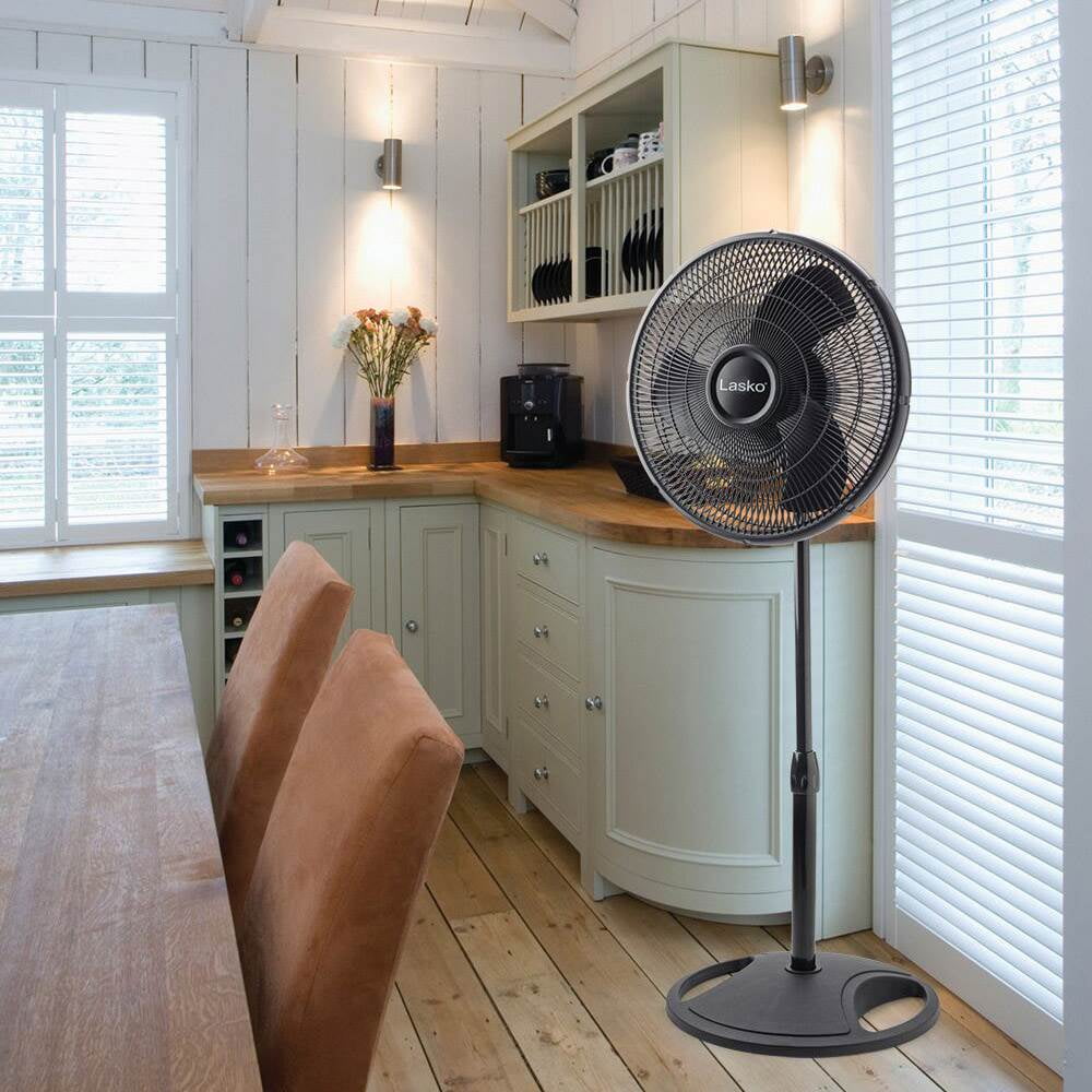 Lasko 16 in Oscillating 3-Speed Adjustable Pedestal Stand Fan (Black, 2 Pack) 19xvg