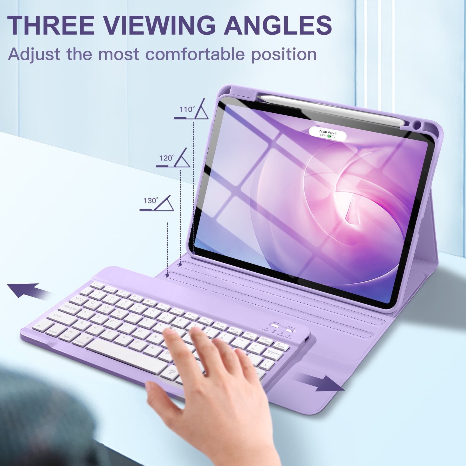 GEAK Keyboard Case for iPad Air 11 inch (M4/M3/M2/5th/4th Gen) Detachable Magnetic Backlit Cover (Purple, 11 in) n90ft