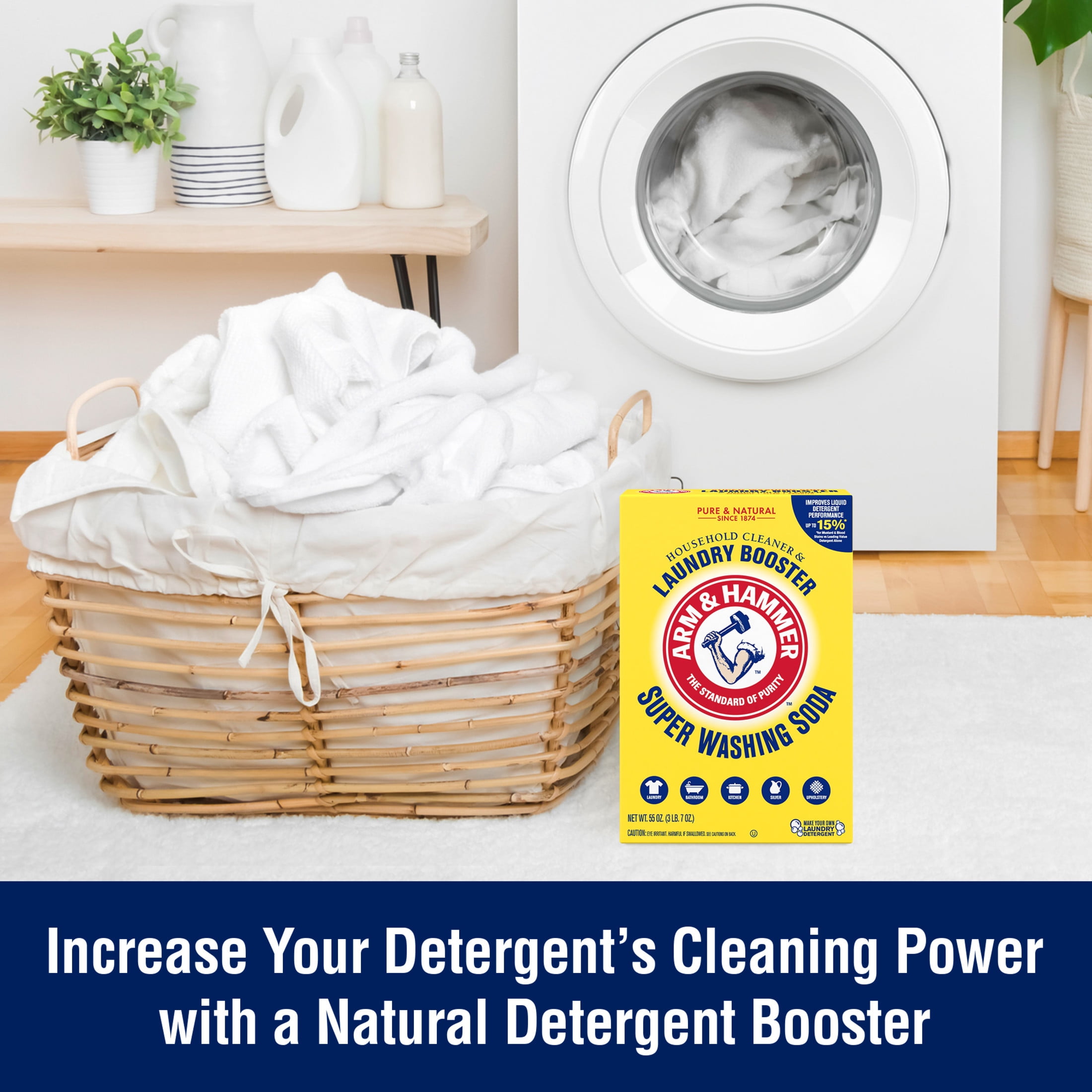 ARM & HAMMER Super Washing Soda Laundry Booster and All-Purpose Household Cleaner (6 Pack, 55 oz) a10xk