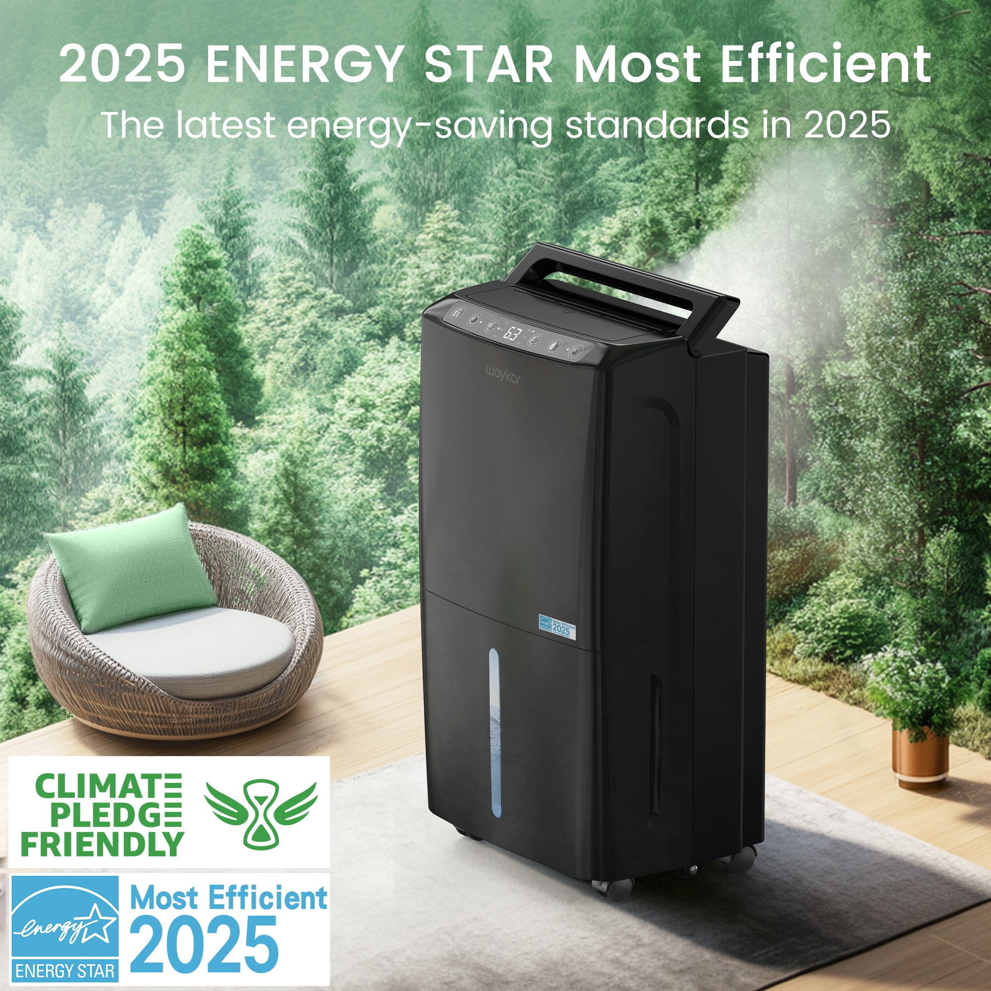 Waykar 34 Pint Dehumidifier for Home and Basement (Energy Star, Ultra Quiet, 10 Pint DOE) fmhiz
