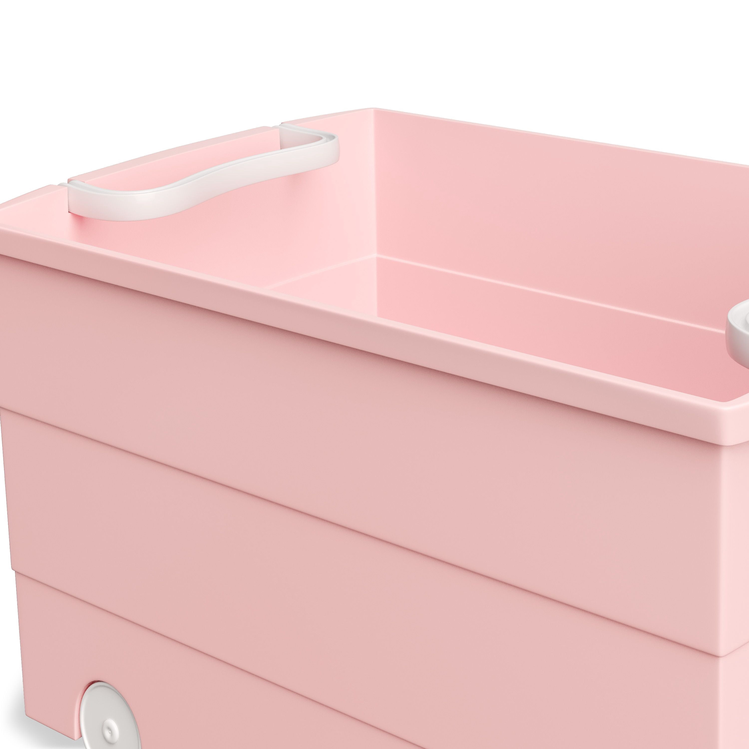 Mainstays Kids Large Rolling Toy Storage Basket with Handles (Pink, 16.25 in x 22 in x 11.25 in) a6j66