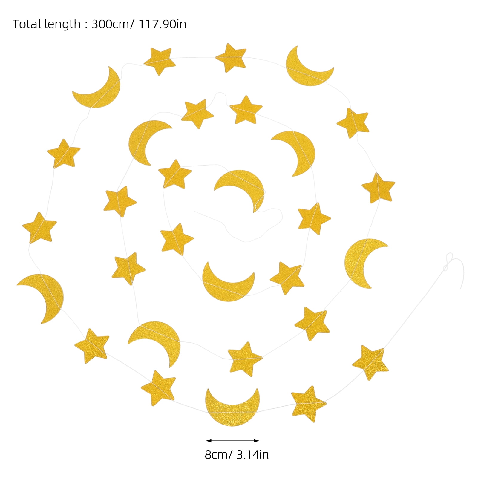 MRLESS Star and Moon Paper Garland Banner Hanging Decoration for Party (Gold, 13 ft) a787x