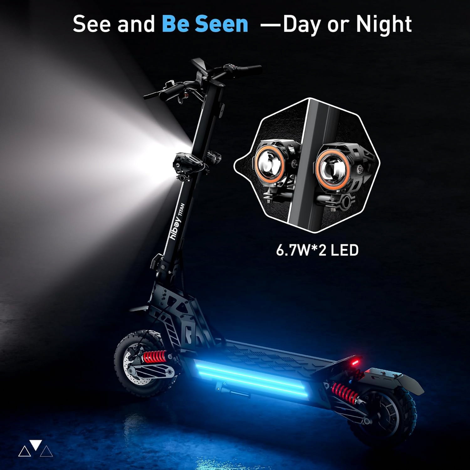 Hiboy Titan Electric Scooter, 1000W Motor, 25 MPH, 46-Mile Range, Dual Suspension, Hydraulic Brakes (Black, 300 lb Capacity) 7ft1q
